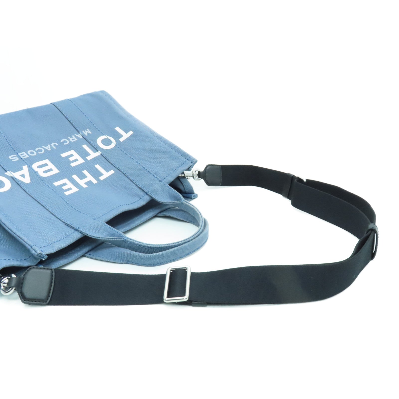 MARC JACOBS canvas The Medium Tote Bag silver buckle handle bag blue
