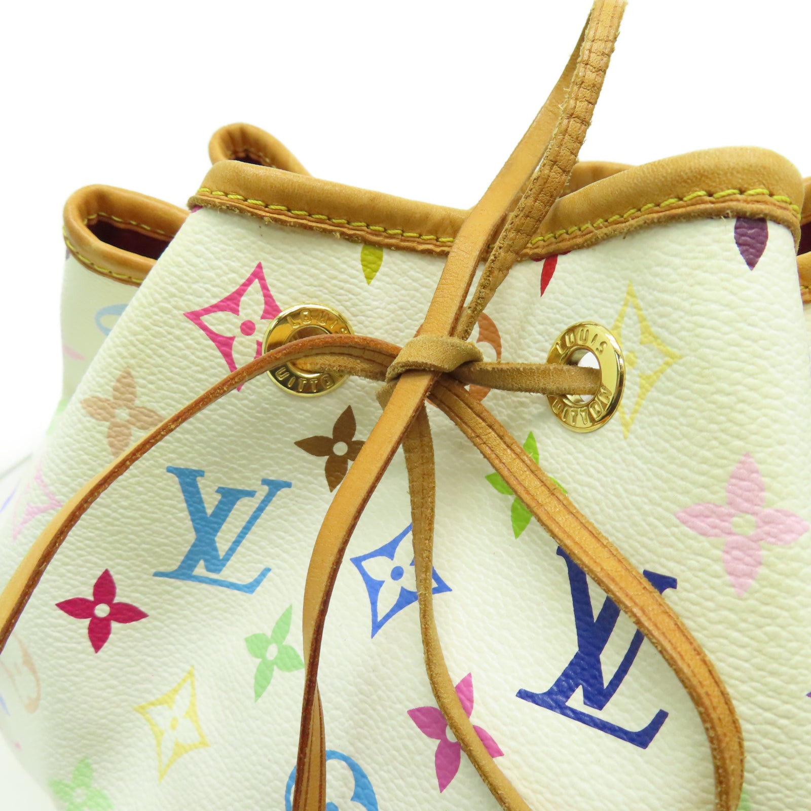 LOUIS VUITTON Monogram Multicolore Petit Noe金扣肩背袋白色
