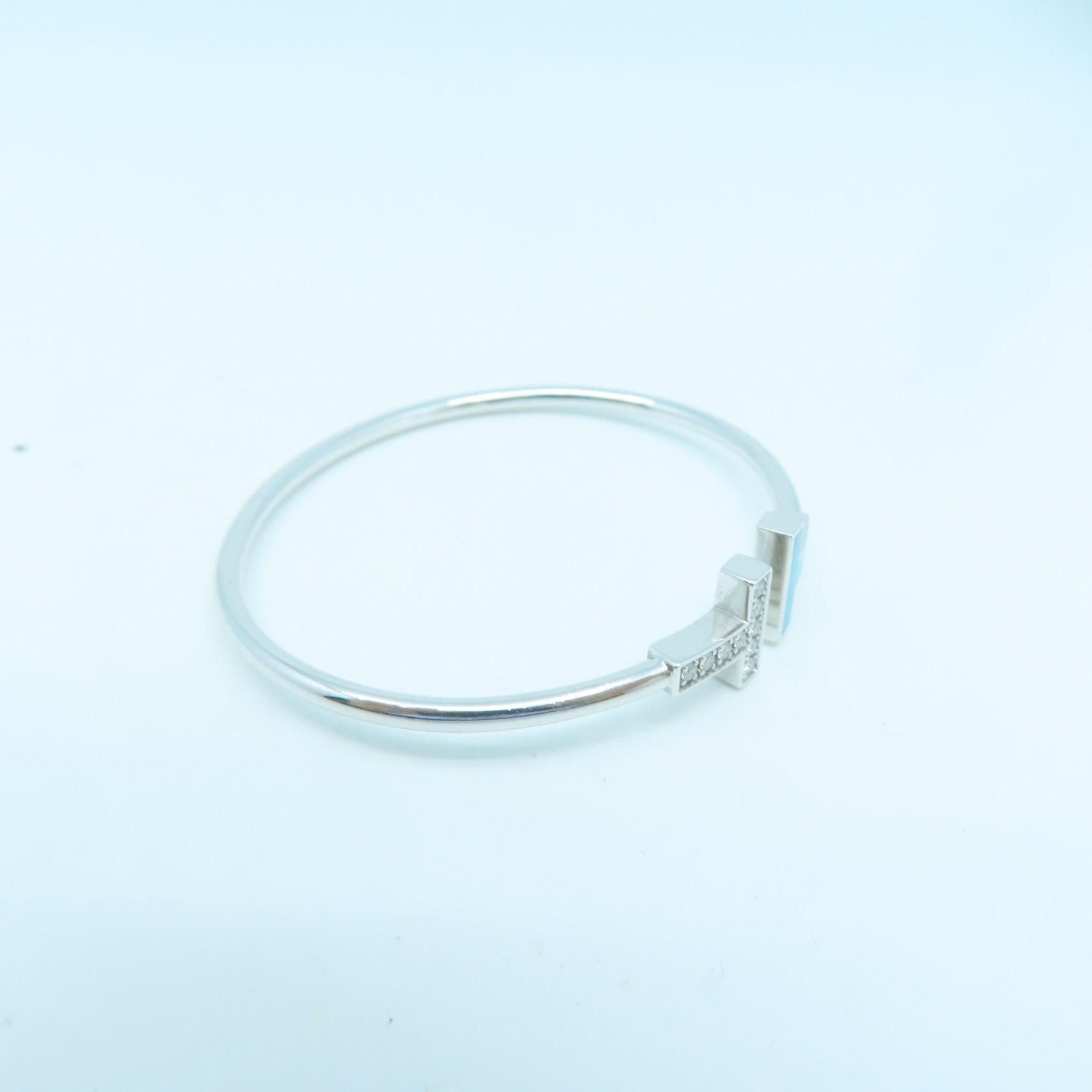 TIFFANY＆CO 18K白金T Wire 0.11ct鑽石手鐲