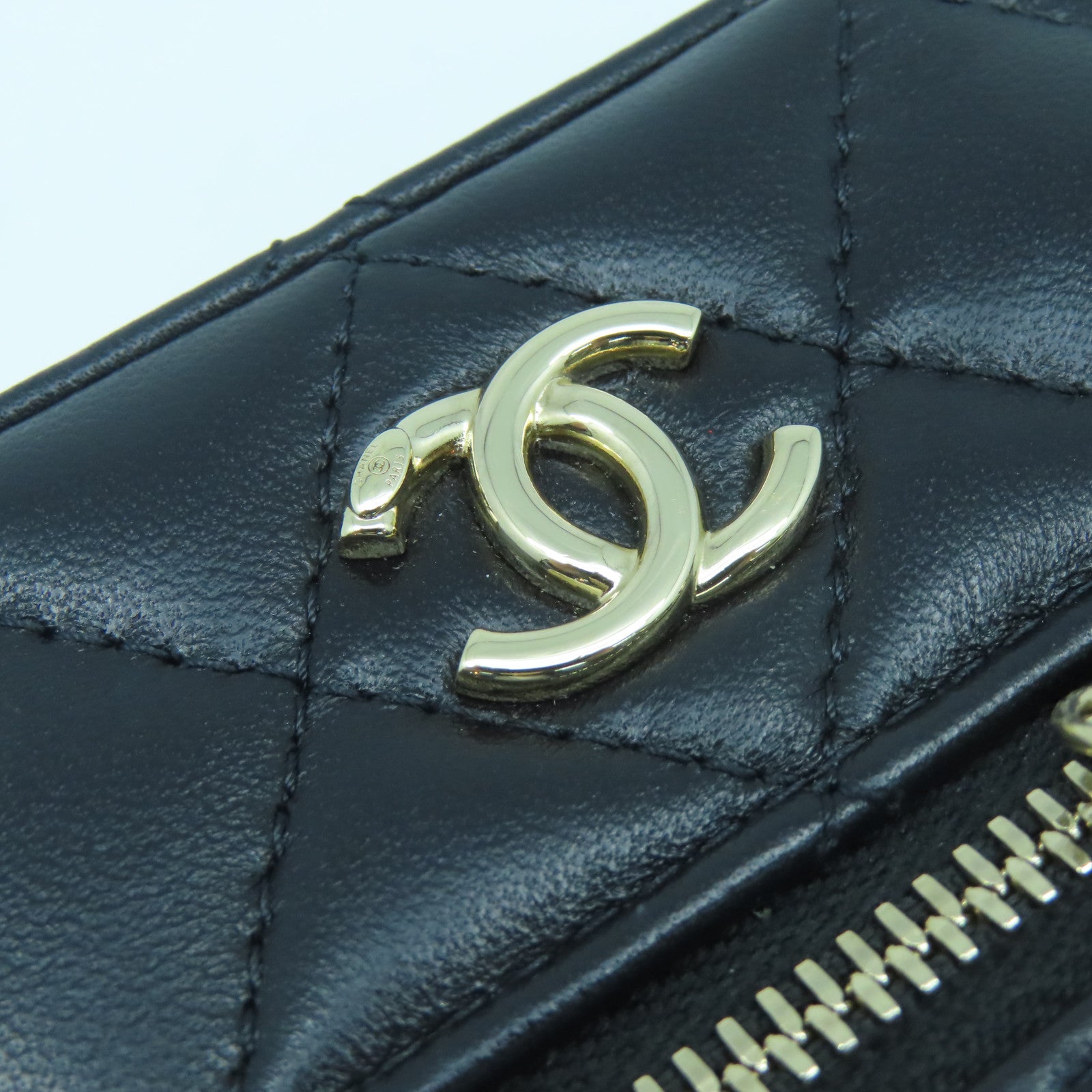 CHANEL 菱格羊皮皮革Chain Shoulder Bag金扣鏈帶肩背袋黑色
