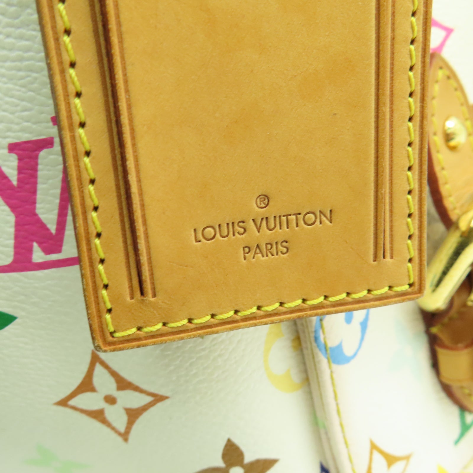 LOUIS VUITTON Monogram Multicolore Petit Noe金扣肩背袋白色