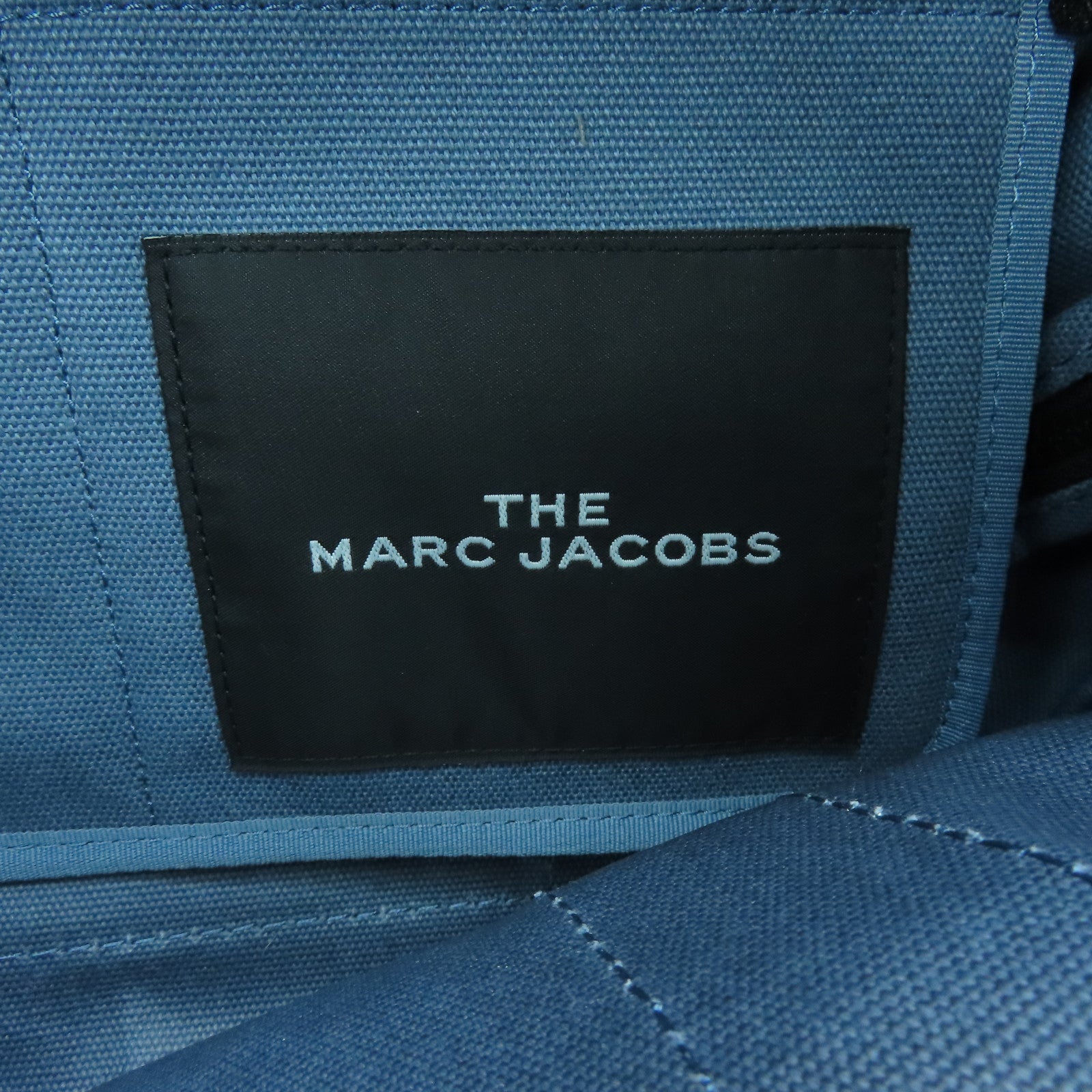 MARC JACOBS canvas The Medium Tote Bag silver buckle handle bag blue