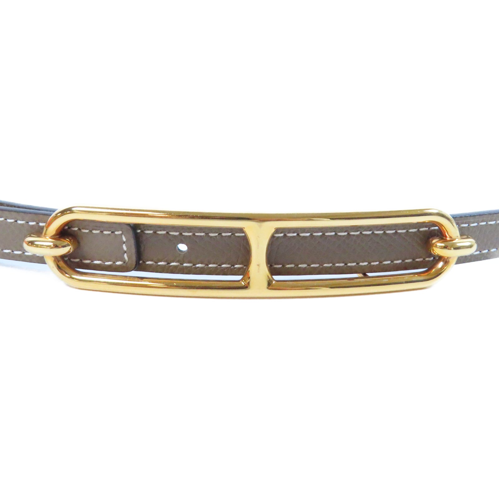 HERMES Epsom皮革Roulis Belt金扣皮帶Etoupe大象灰色