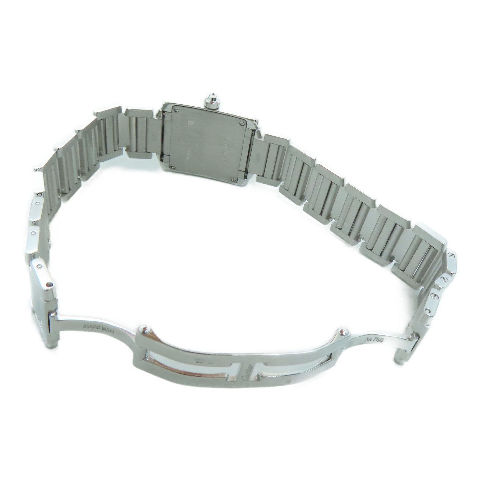 CARTIER Tank Francaise 18K White Gold/Diamond Watch Quartz Movement Beige