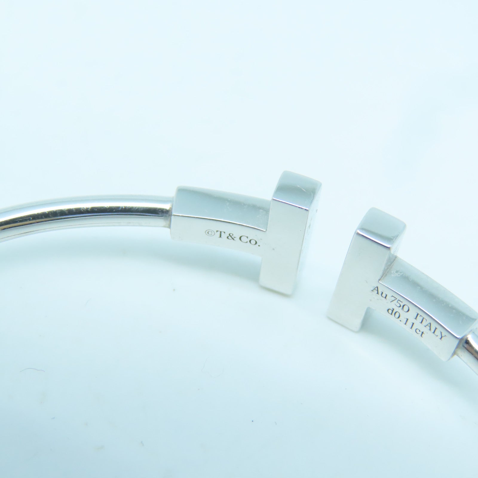 TIFFANY＆CO 18K白金T Wire 0.11ct鑽石手鐲