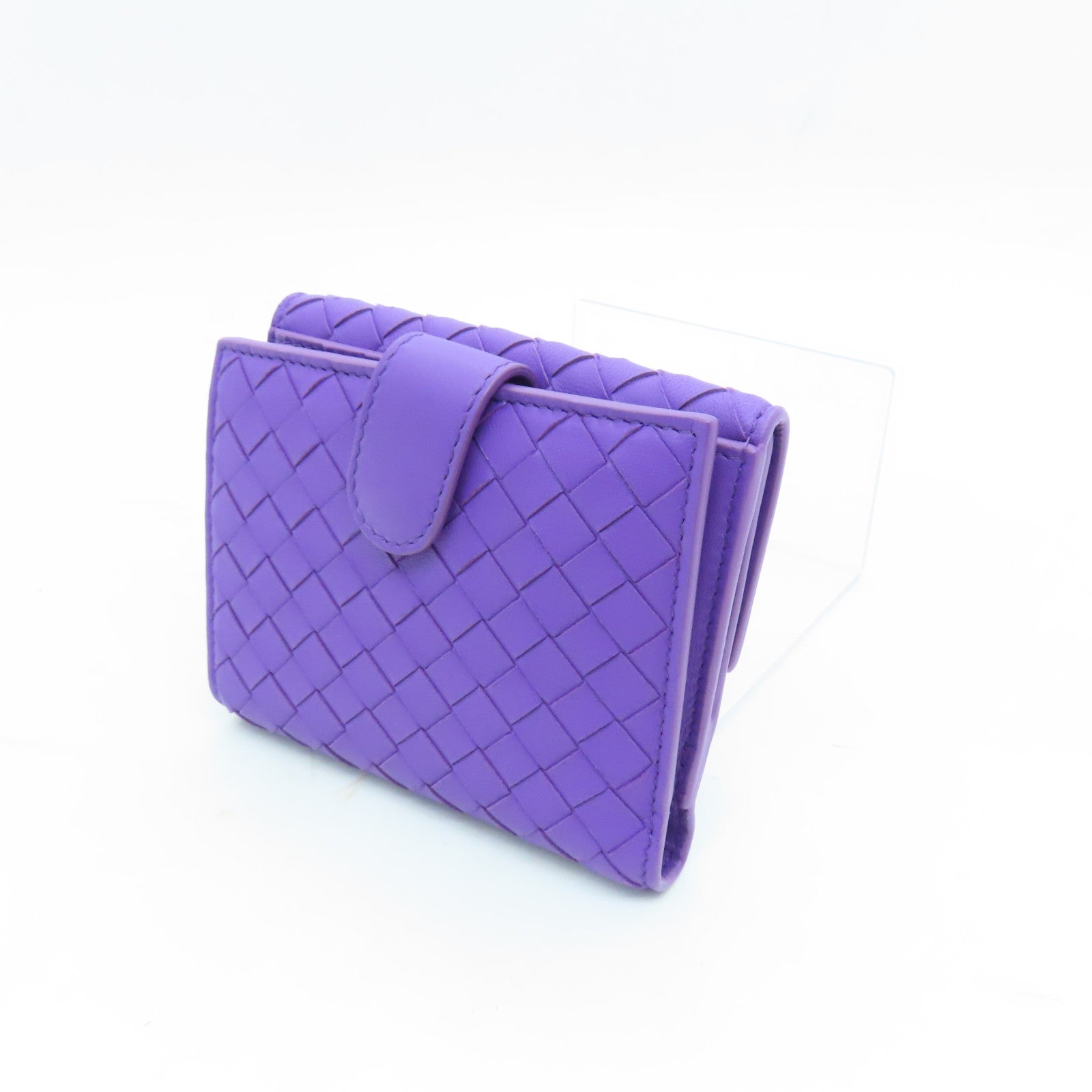 BOTTEGA VENETA 織紋皮革Wallet金扣錢包紫色
