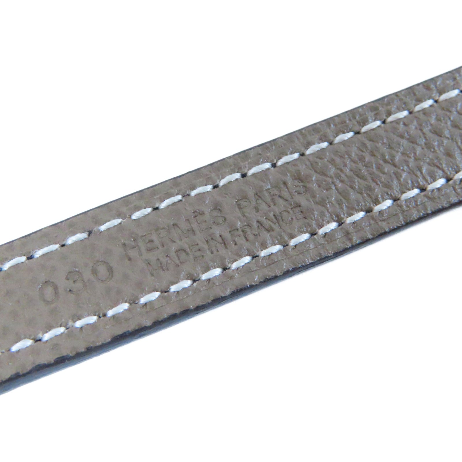 HERMES Epsom皮革Roulis Belt金扣皮帶Etoupe大象灰色