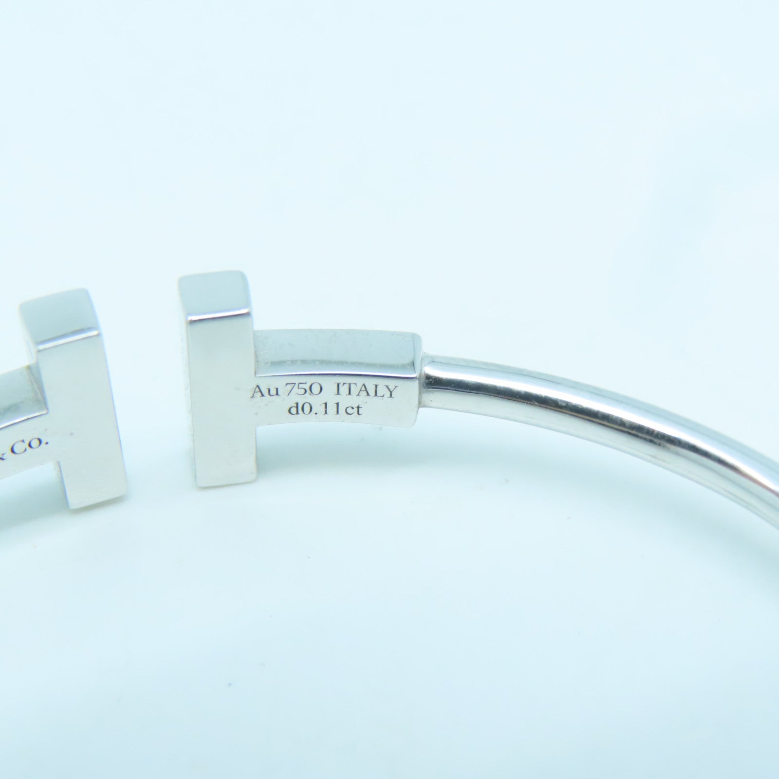 TIFFANY＆CO 18K白金T Wire 0.11ct鑽石手鐲