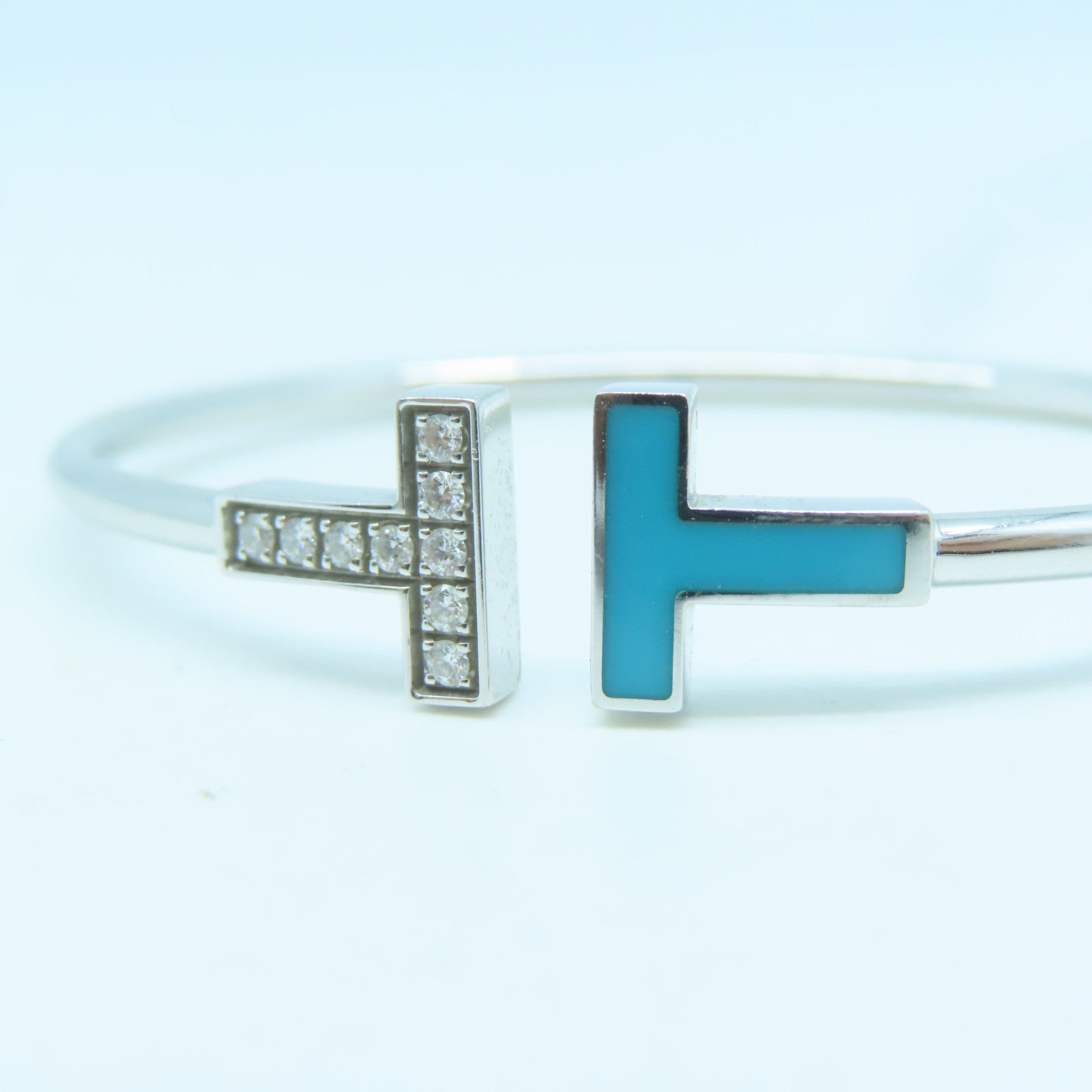 TIFFANY＆CO 18K白金T Wire 0.11ct鑽石手鐲