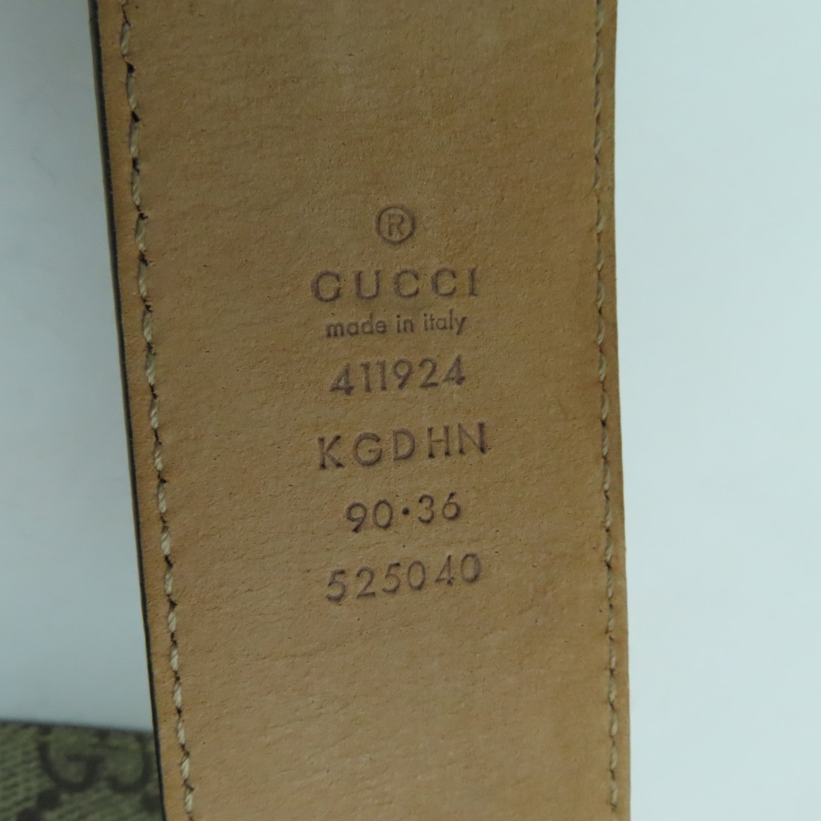 GUCCI 帆布GG Supreme Belt 90cm銀扣皮帶棕色