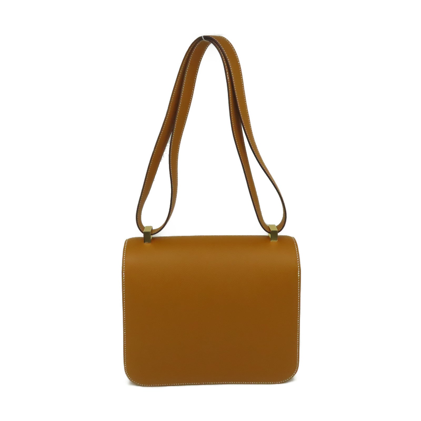HERMES Epsom皮革Constance 24 Shoulder Bag金扣肩背袋Toffee太妃糖色