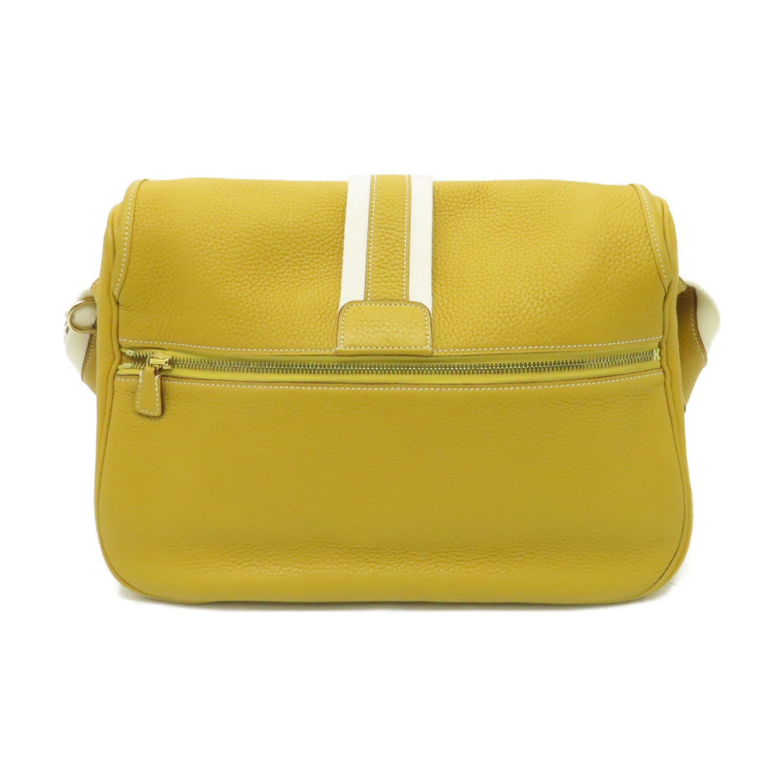 HERMES Clemence皮革Bourlingue金扣肩背袋黃色