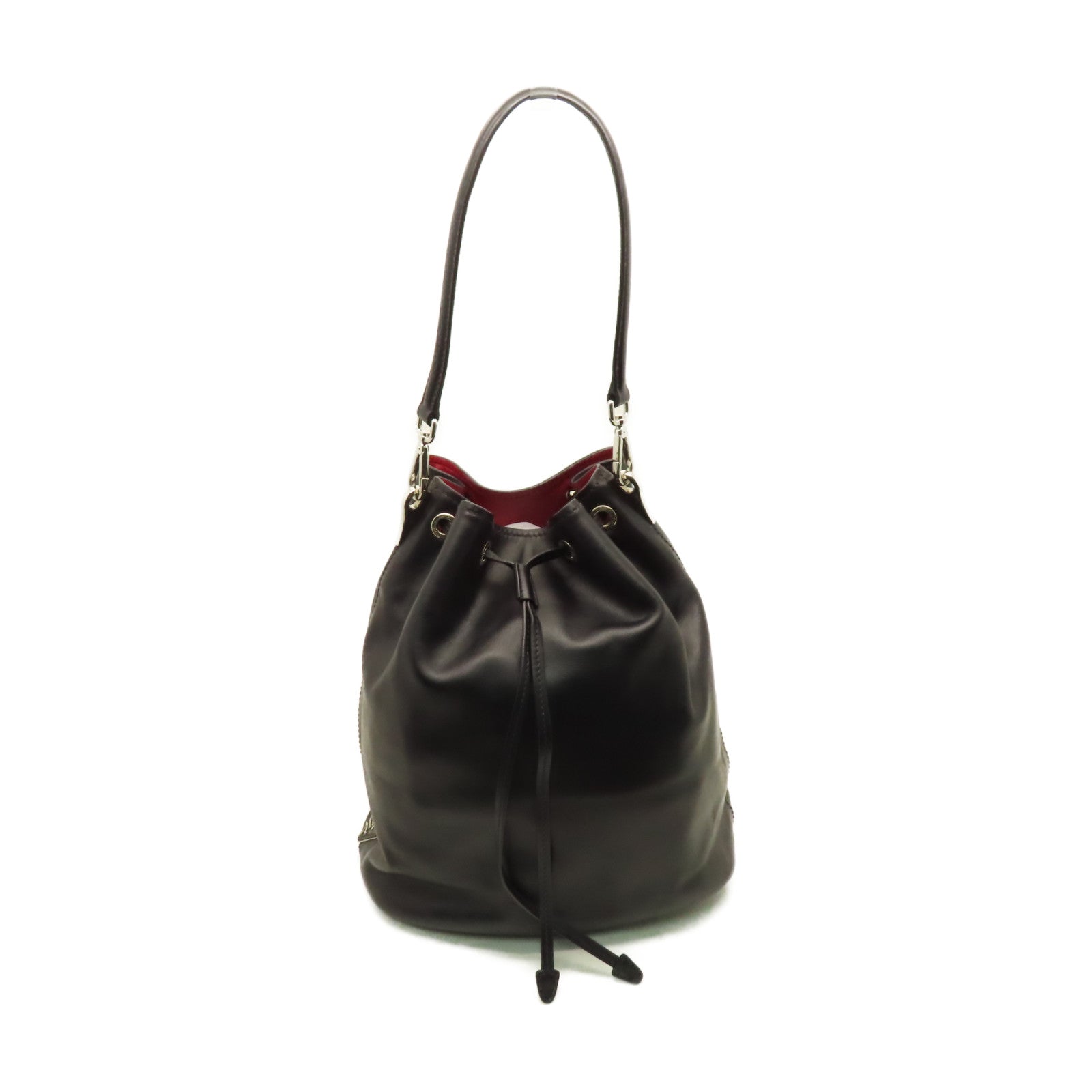 PRADA 牛皮皮革Shoulder Bag肩背袋黑色/紅色