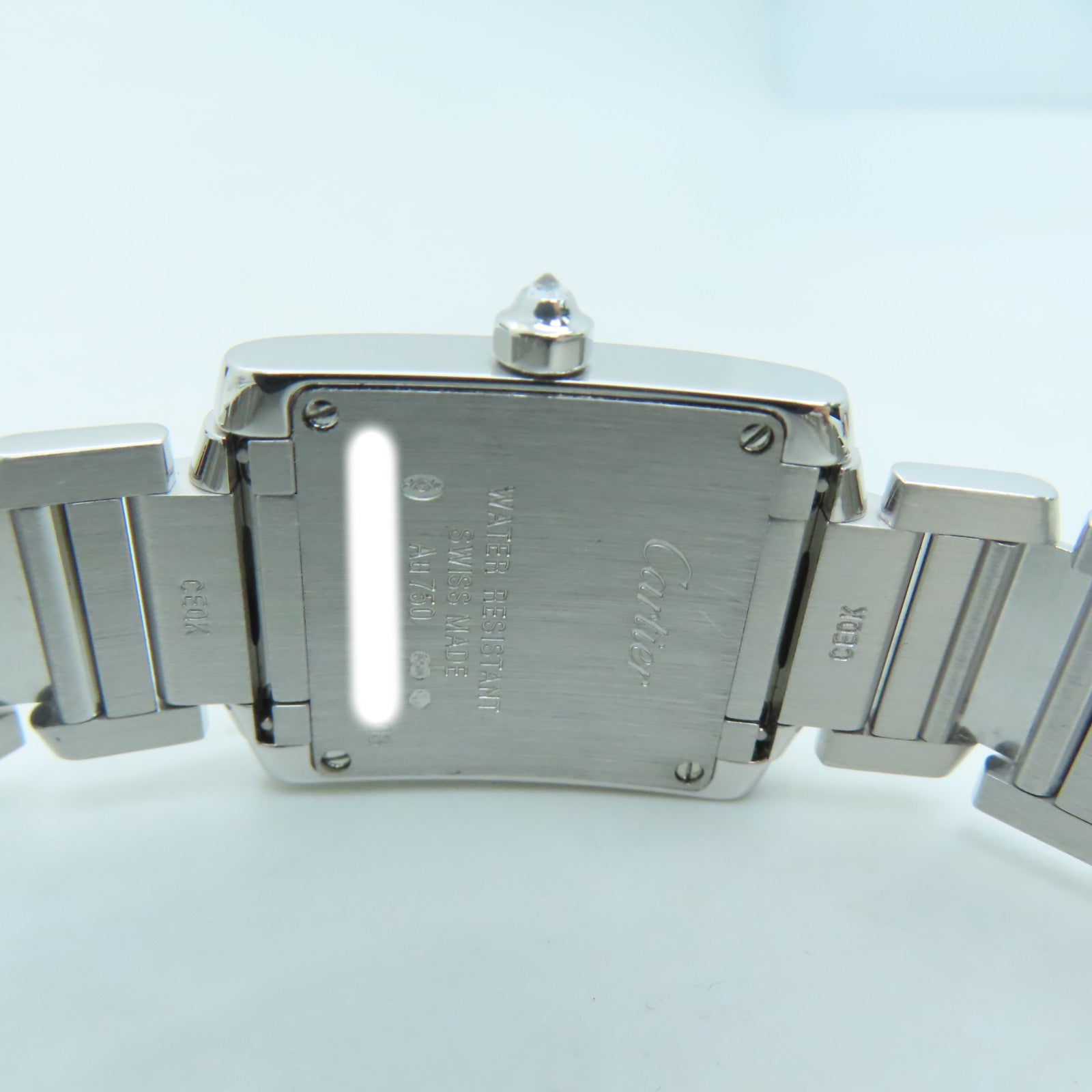 CARTIER Tank Francaise 18K White Gold/Diamond Watch Quartz Movement Beige