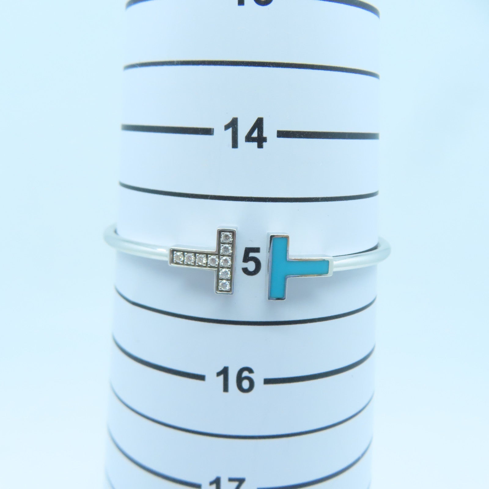 TIFFANY＆CO 18K白金T Wire 0.11ct鑽石手鐲