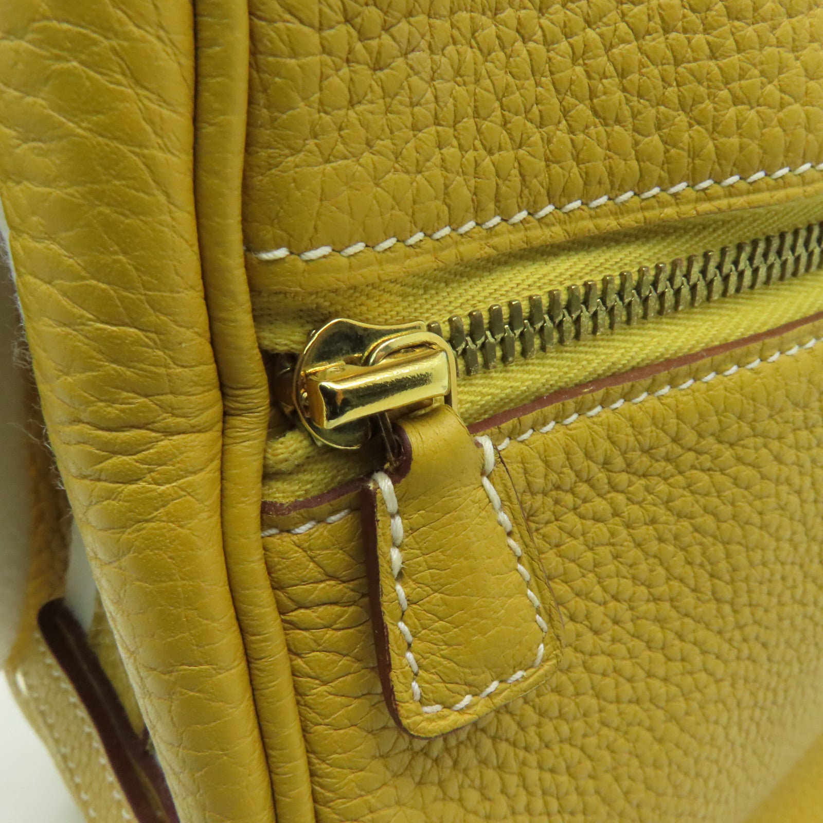 HERMES Clemence皮革Bourlingue金扣肩背袋黃色