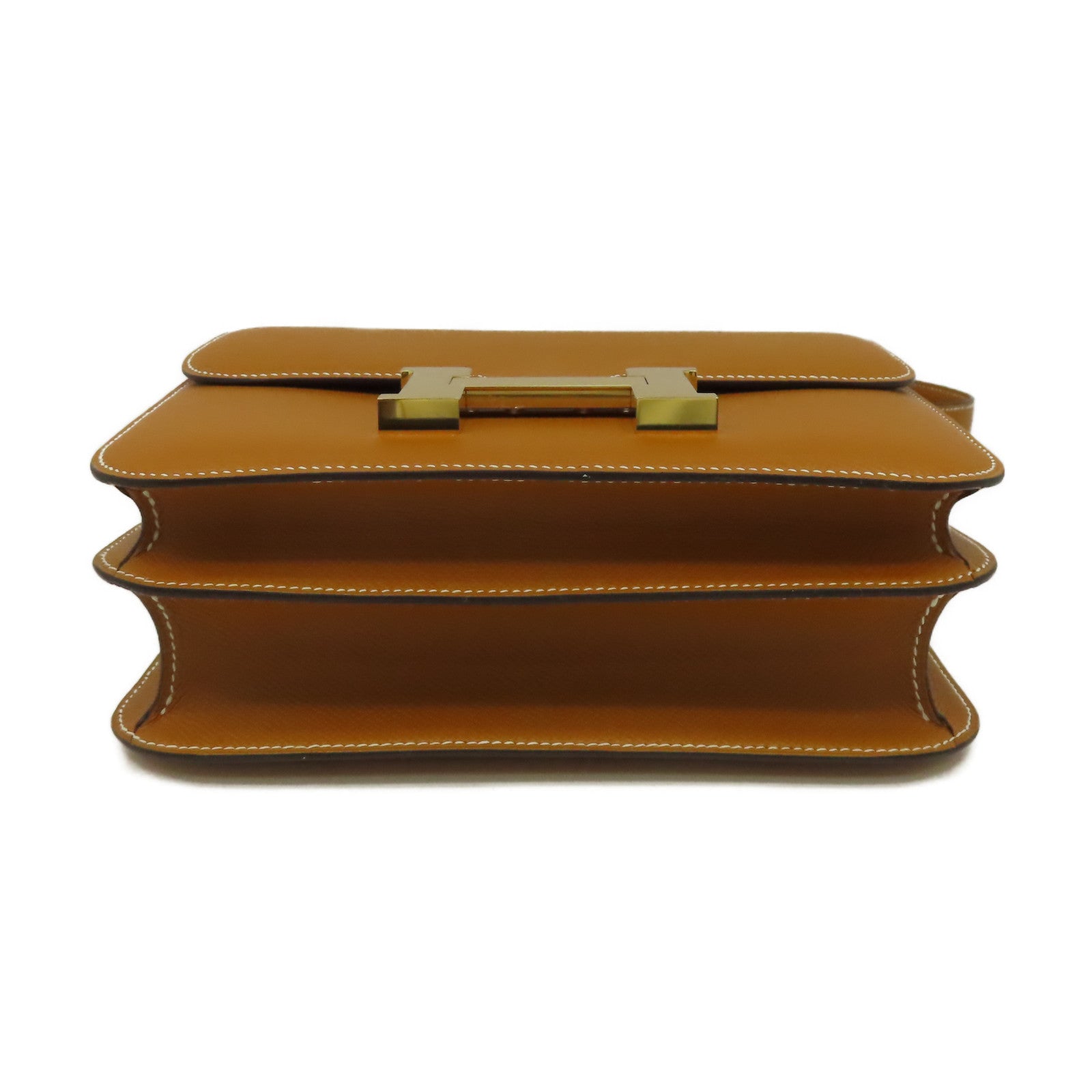 HERMES Epsom皮革Constance 24 Shoulder Bag金扣肩背袋Toffee太妃糖色