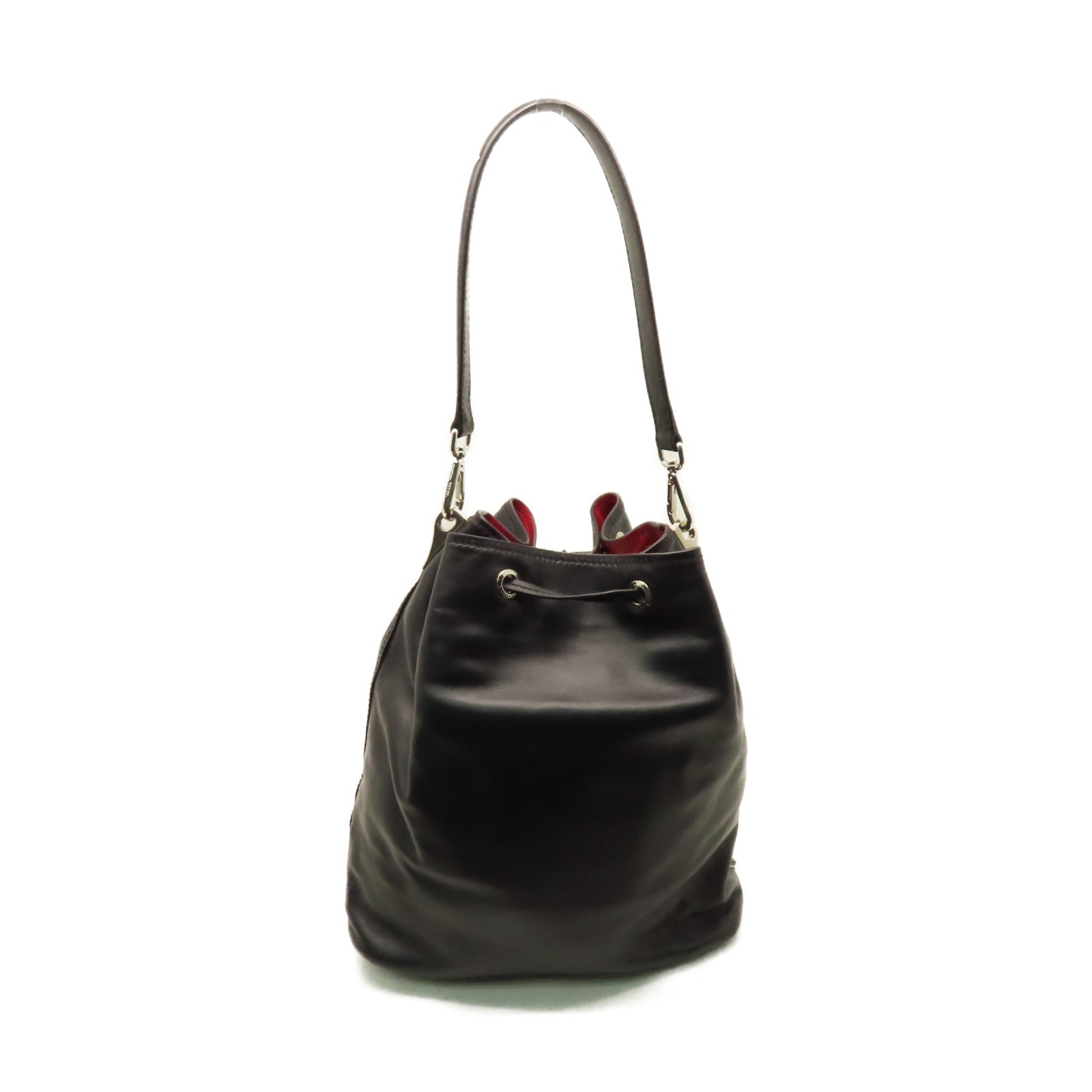 PRADA 牛皮皮革Shoulder Bag肩背袋黑色/紅色