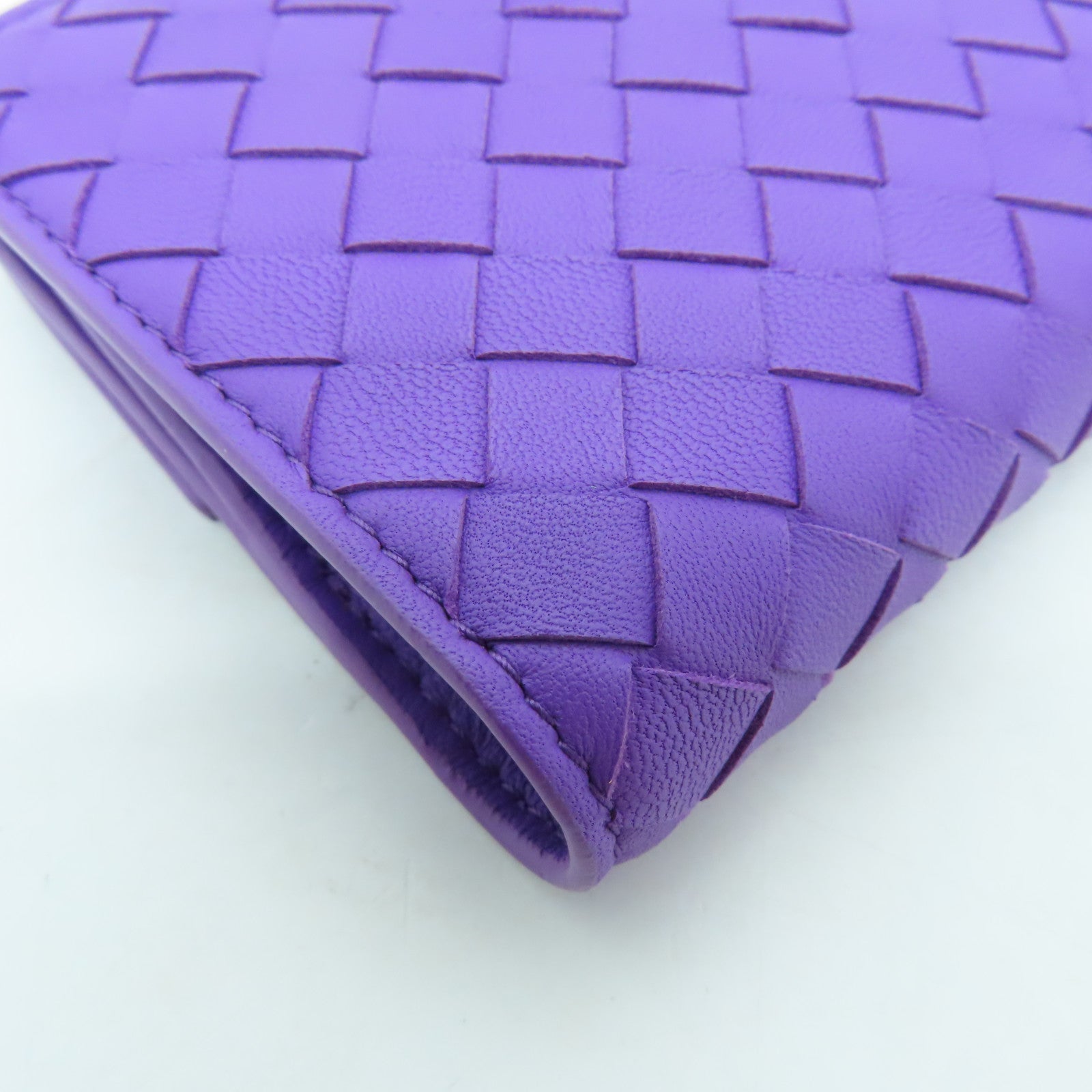 BOTTEGA VENETA 織紋皮革Wallet金扣錢包紫色
