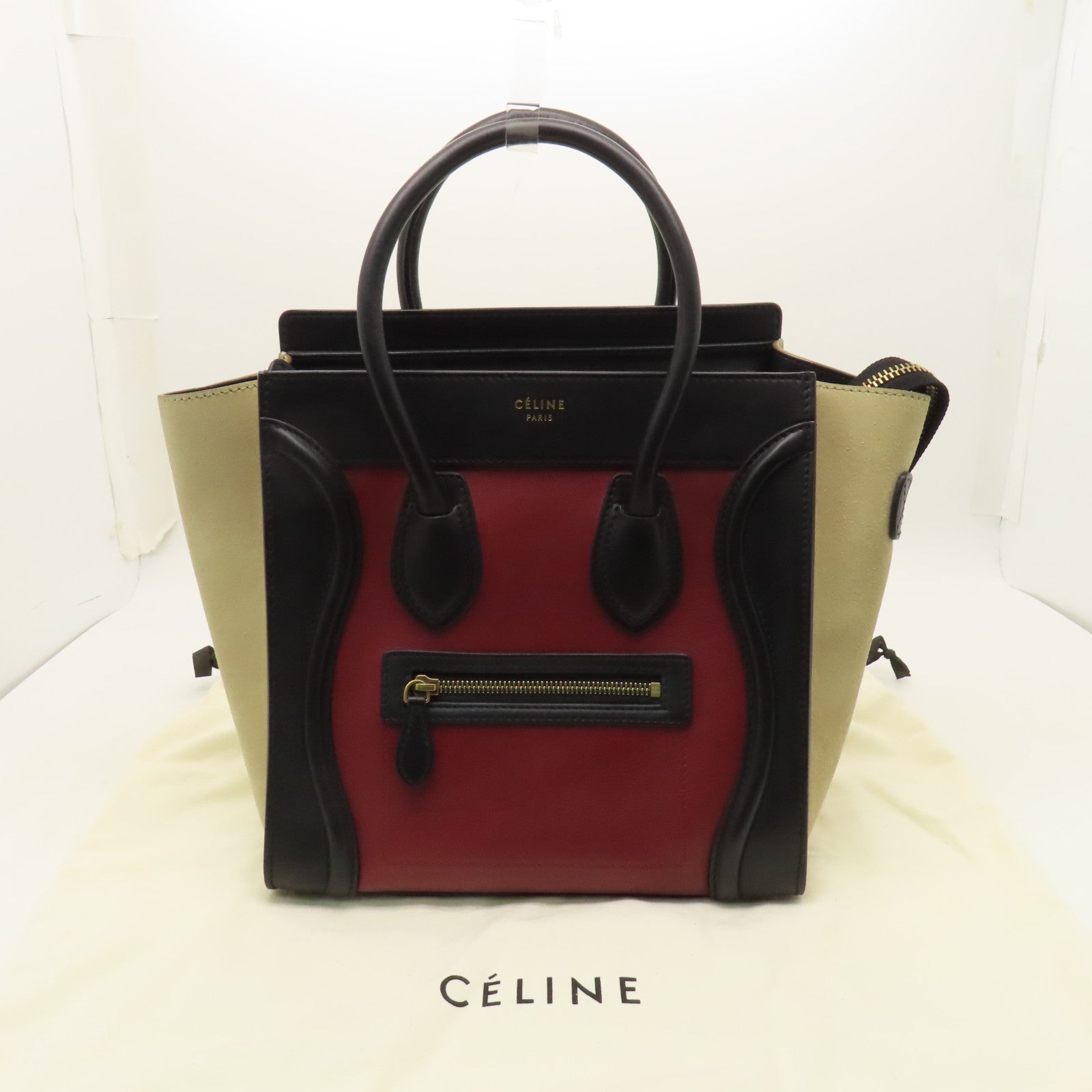 CELINE 【激減優惠】牛皮皮革Luggage金扣手挽袋紅色/黒色/白色
