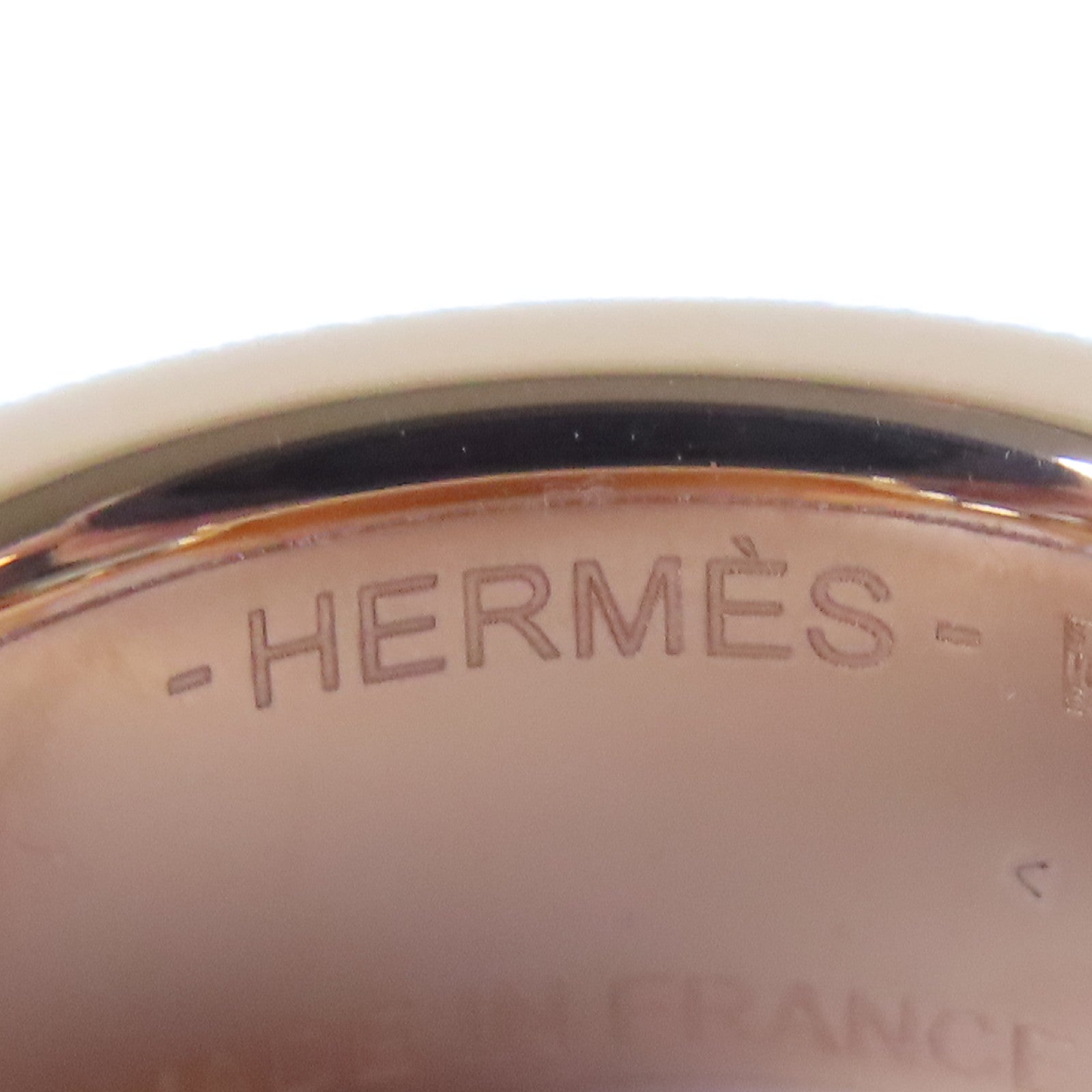 HERMES 金屬/皮革Olympe Ring M戒指金色/大象灰色US#6.5