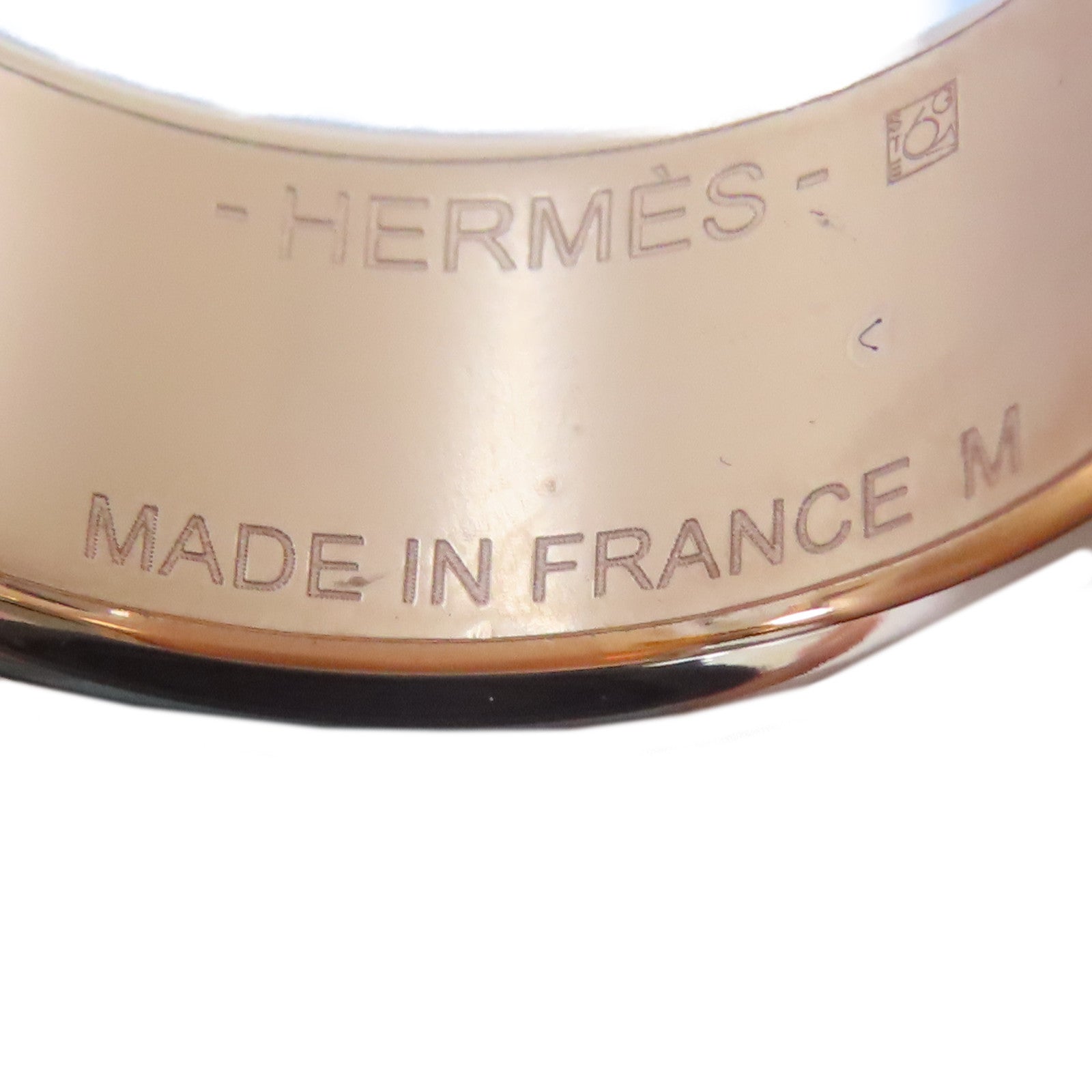 HERMES 金屬/皮革Olympe Ring M戒指金色/大象灰色US#6.5