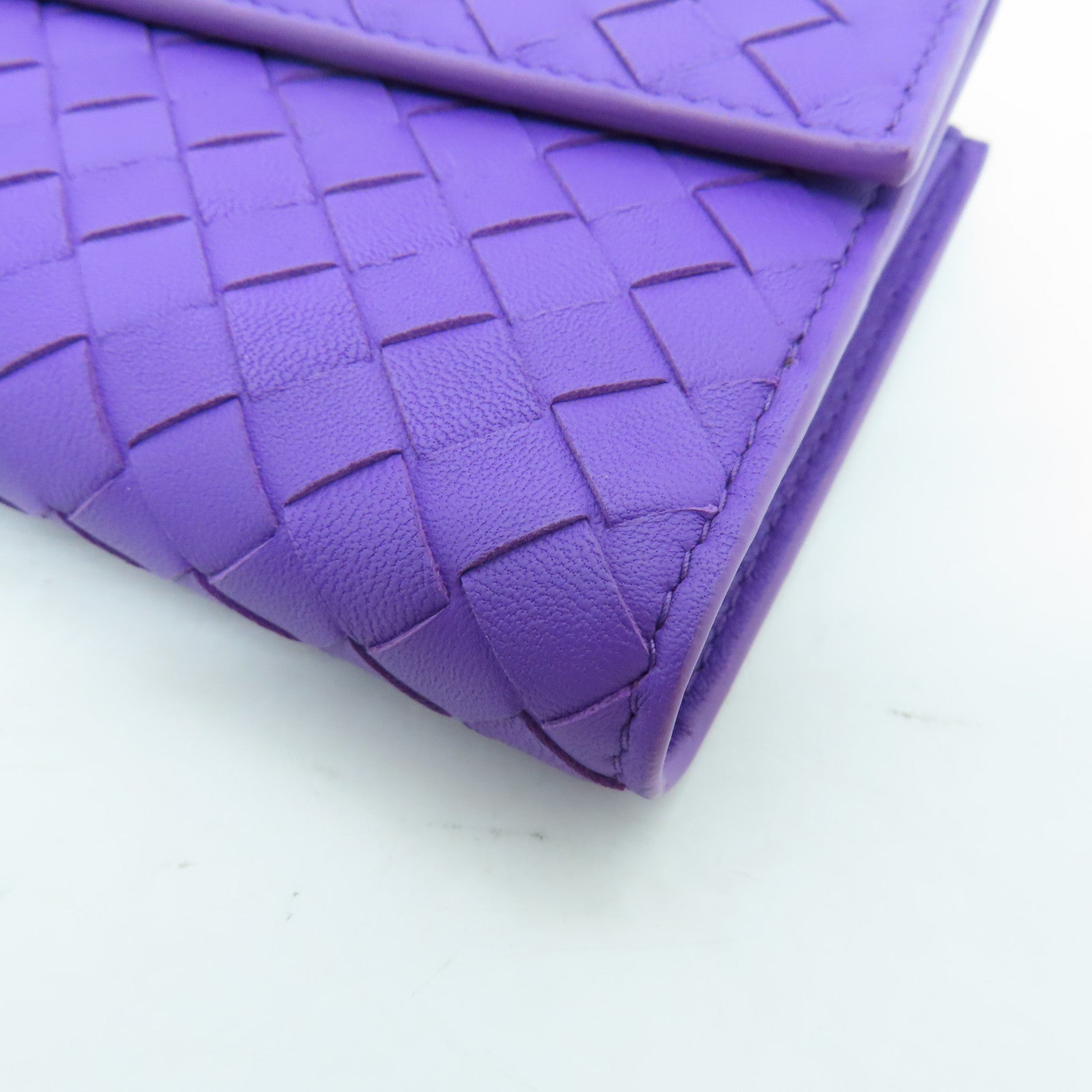 BOTTEGA VENETA 織紋皮革Wallet金扣錢包紫色