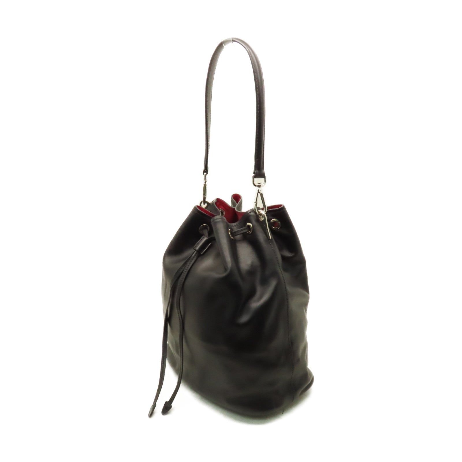 PRADA 牛皮皮革Shoulder Bag肩背袋黑色/紅色