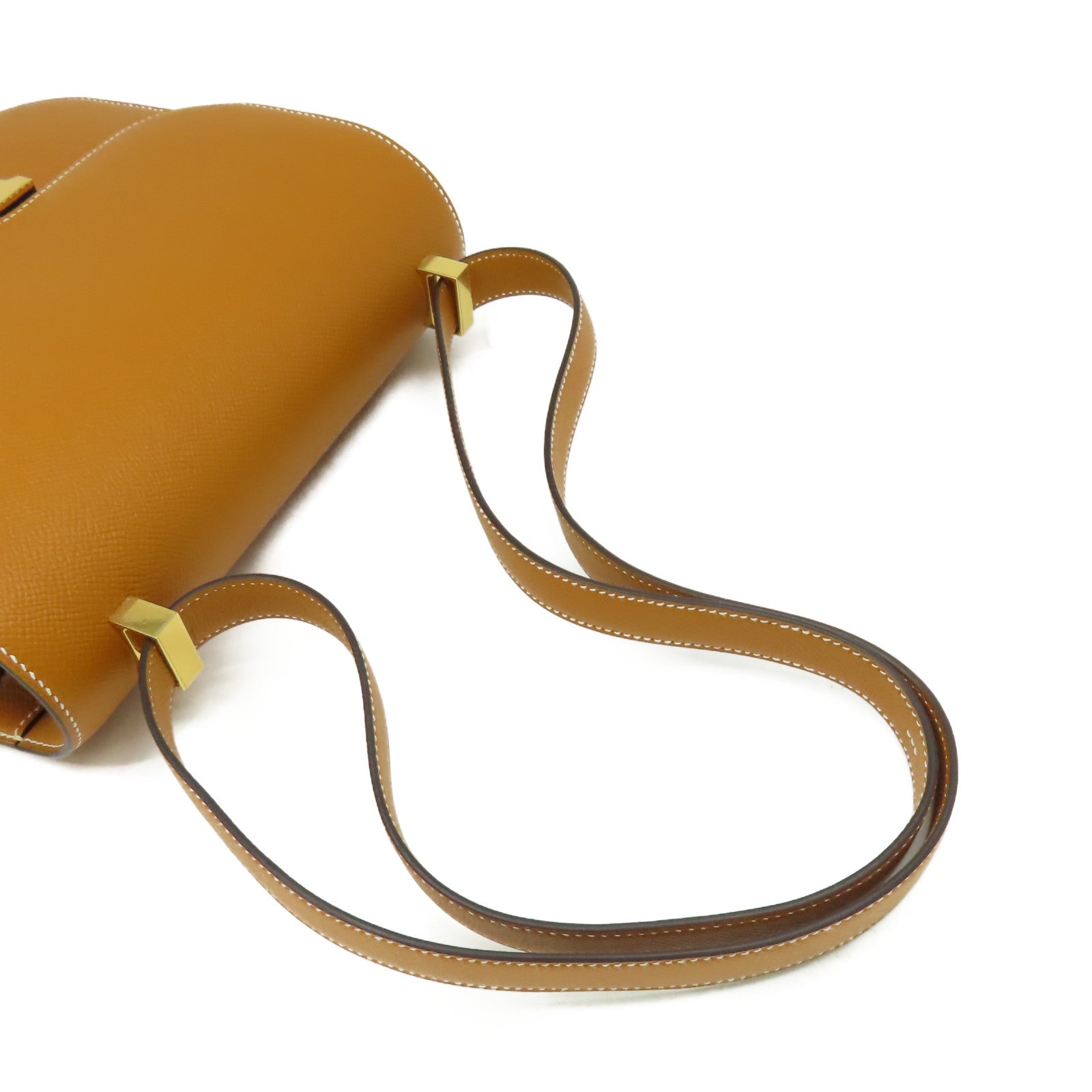 HERMES Epsom皮革Constance 24 Shoulder Bag金扣肩背袋Toffee太妃糖色