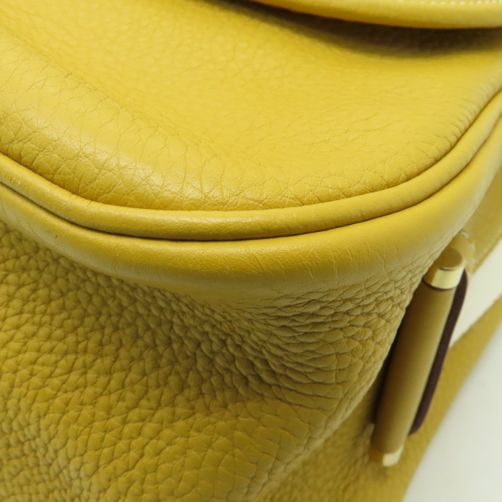 HERMES Clemence皮革Bourlingue金扣肩背袋黃色