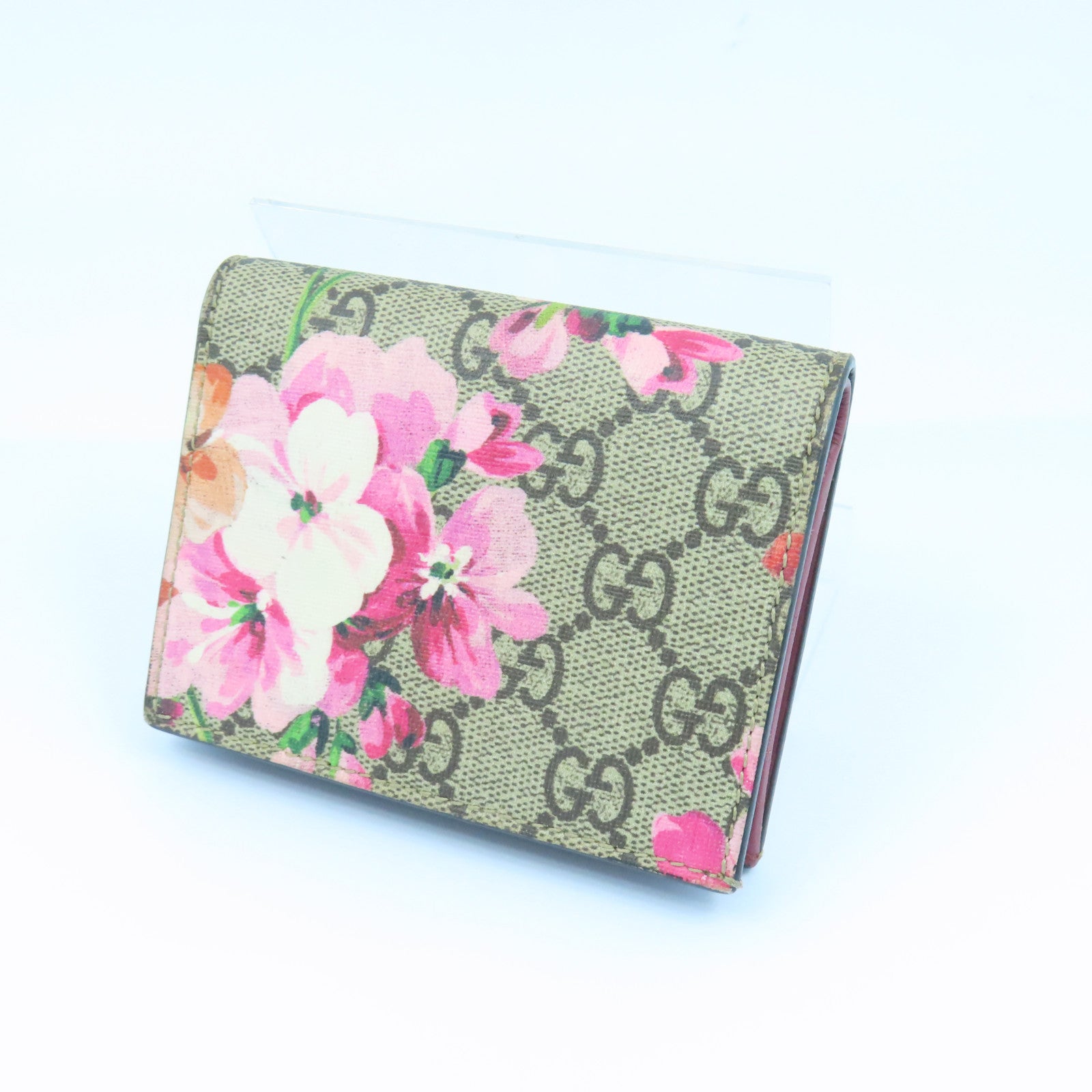 GUCCI 涂层帆布Wallet银扣钱包米色