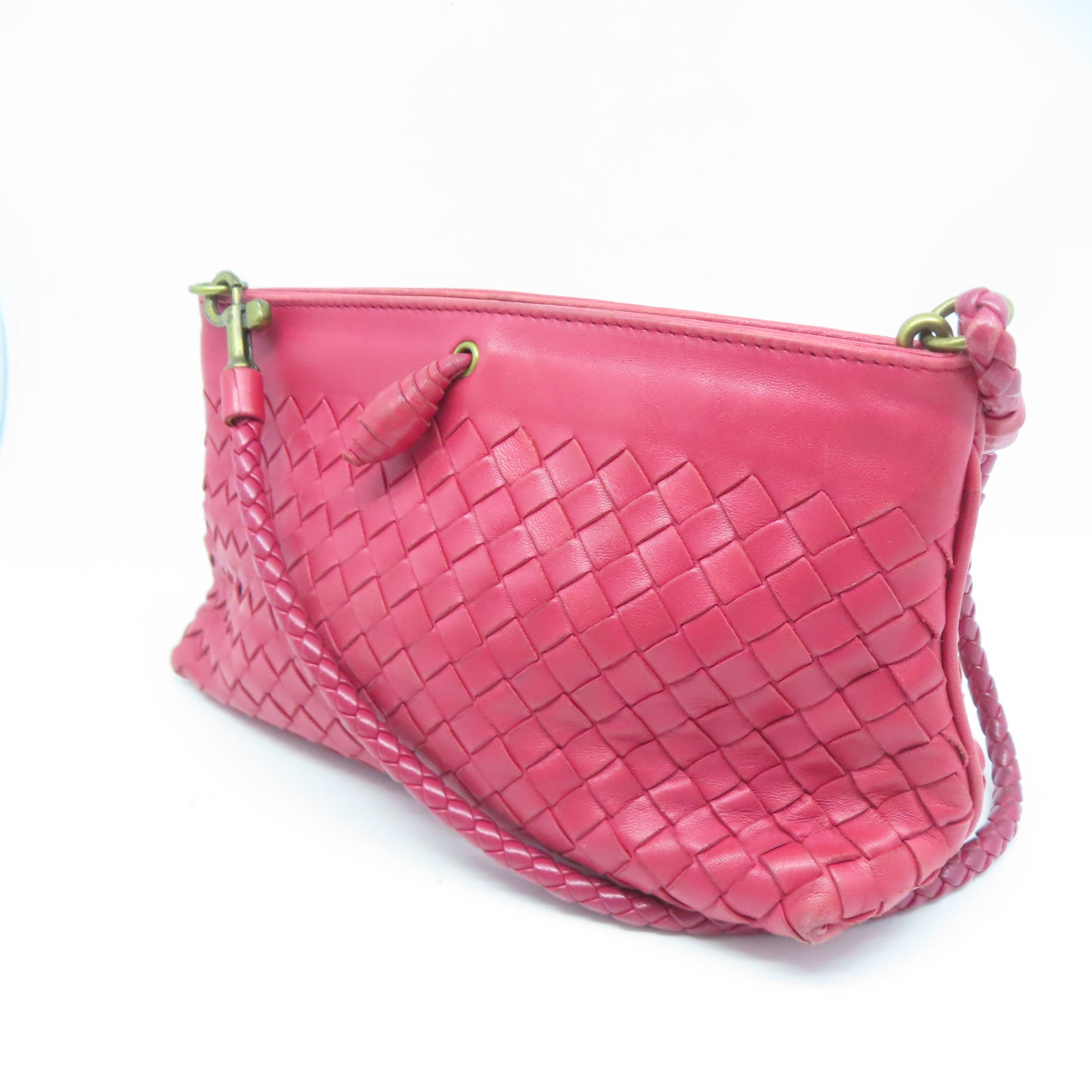 BOTTEGA VENETA 羊皮皮革Shoulder Bag金扣肩背袋紅色