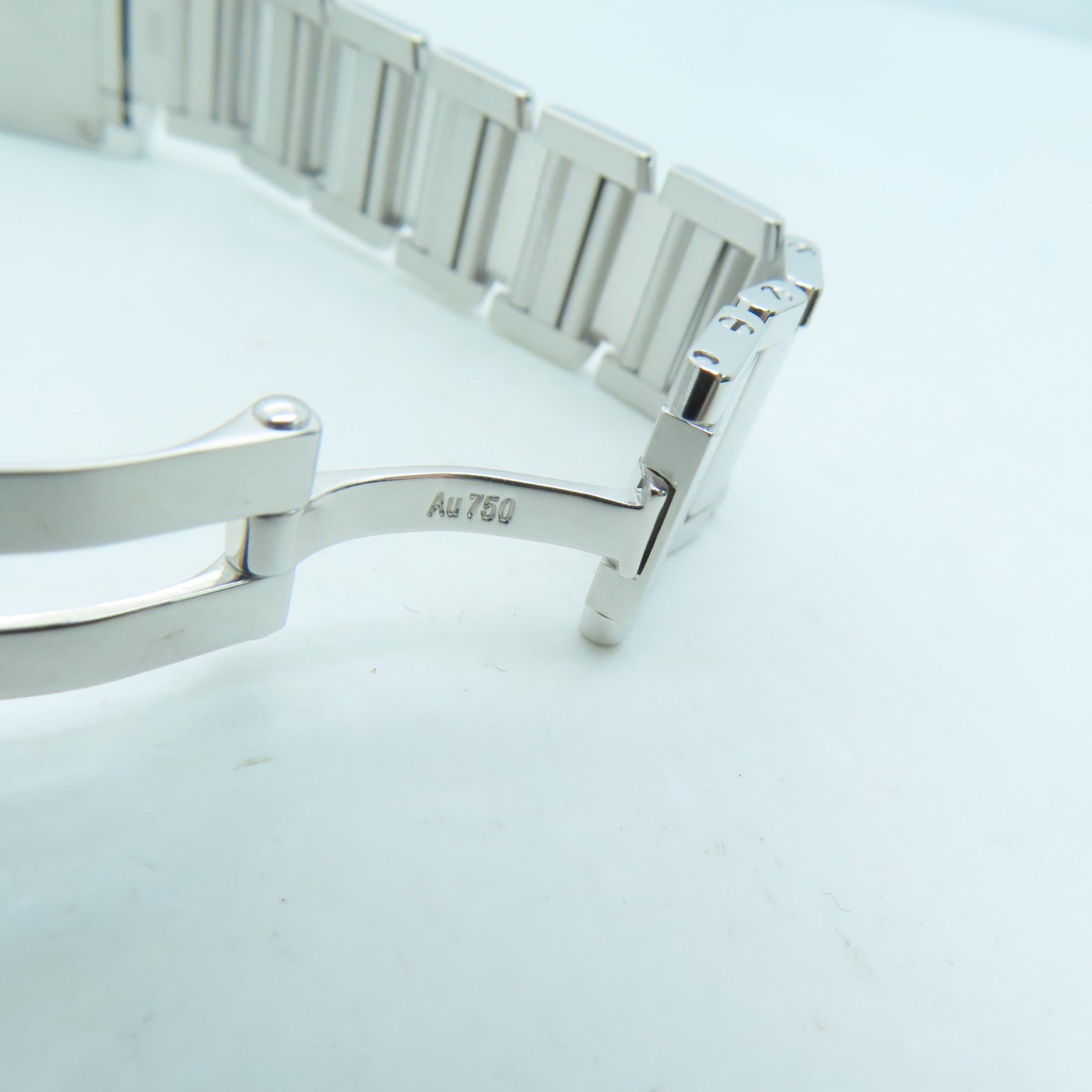 CARTIER Tank Francaise 18K White Gold/Diamond Watch Quartz Movement Beige