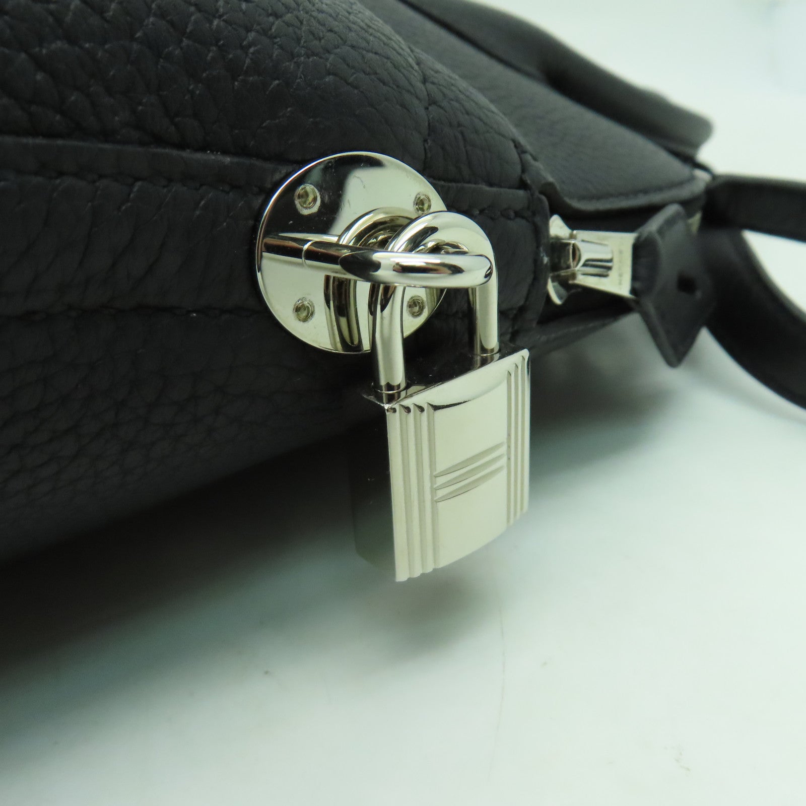 HERMES Clemence皮革Bolide 31銀扣手挽肩背兩用袋黑色
