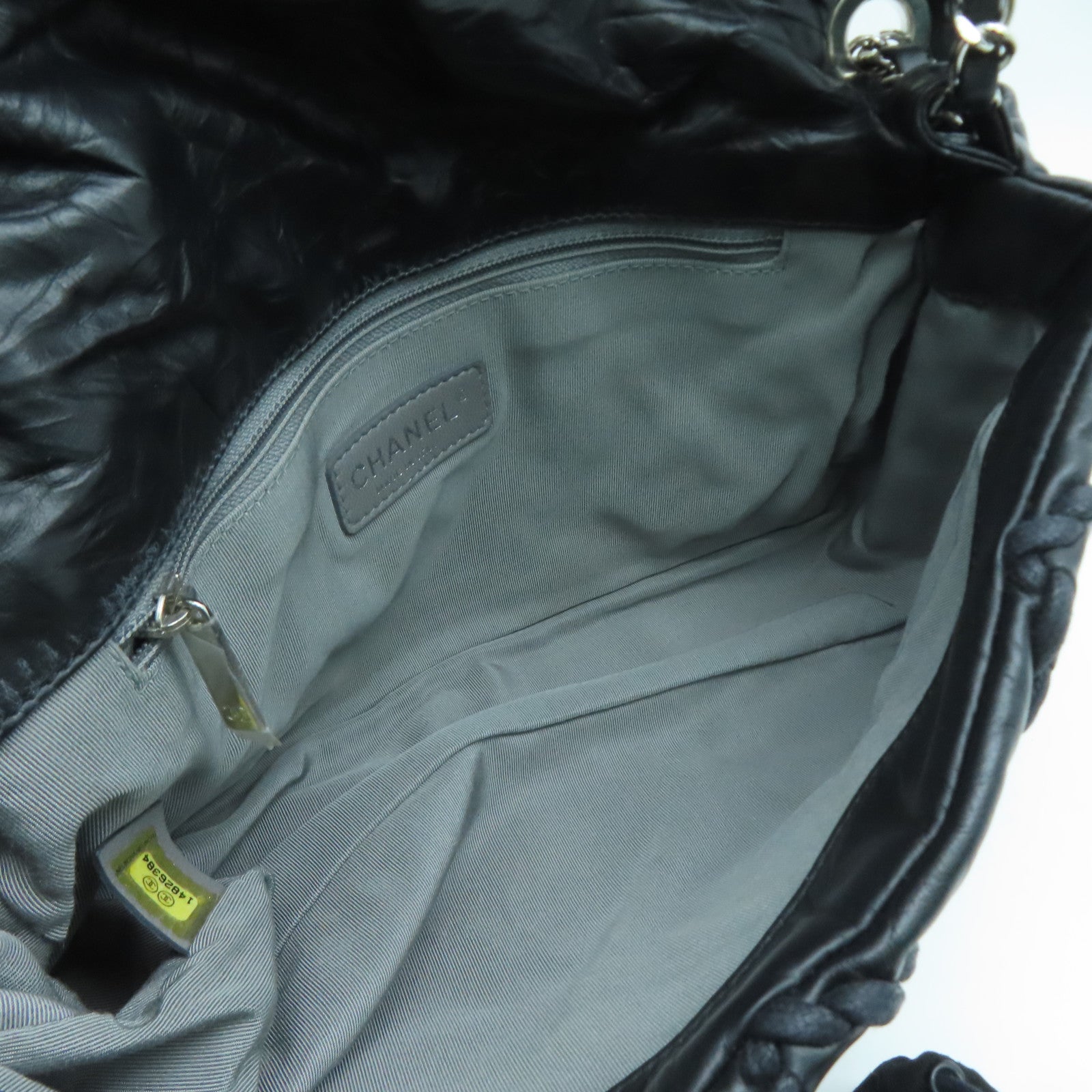 CHANEL 菱格牛皮皮革Chain Shoulder Bag銀扣肩背袋黑色