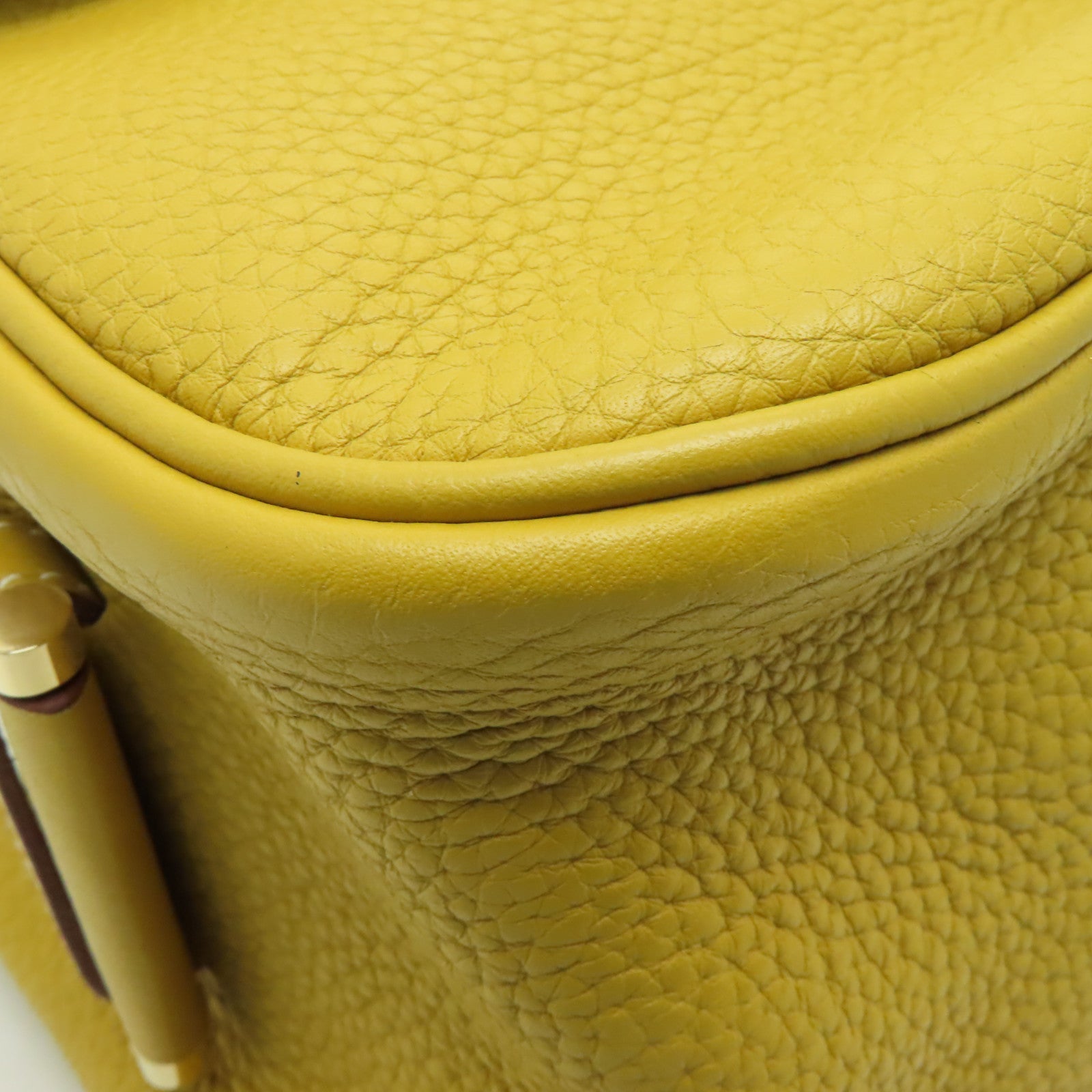 HERMES Clemence皮革Bourlingue金扣肩背袋黃色
