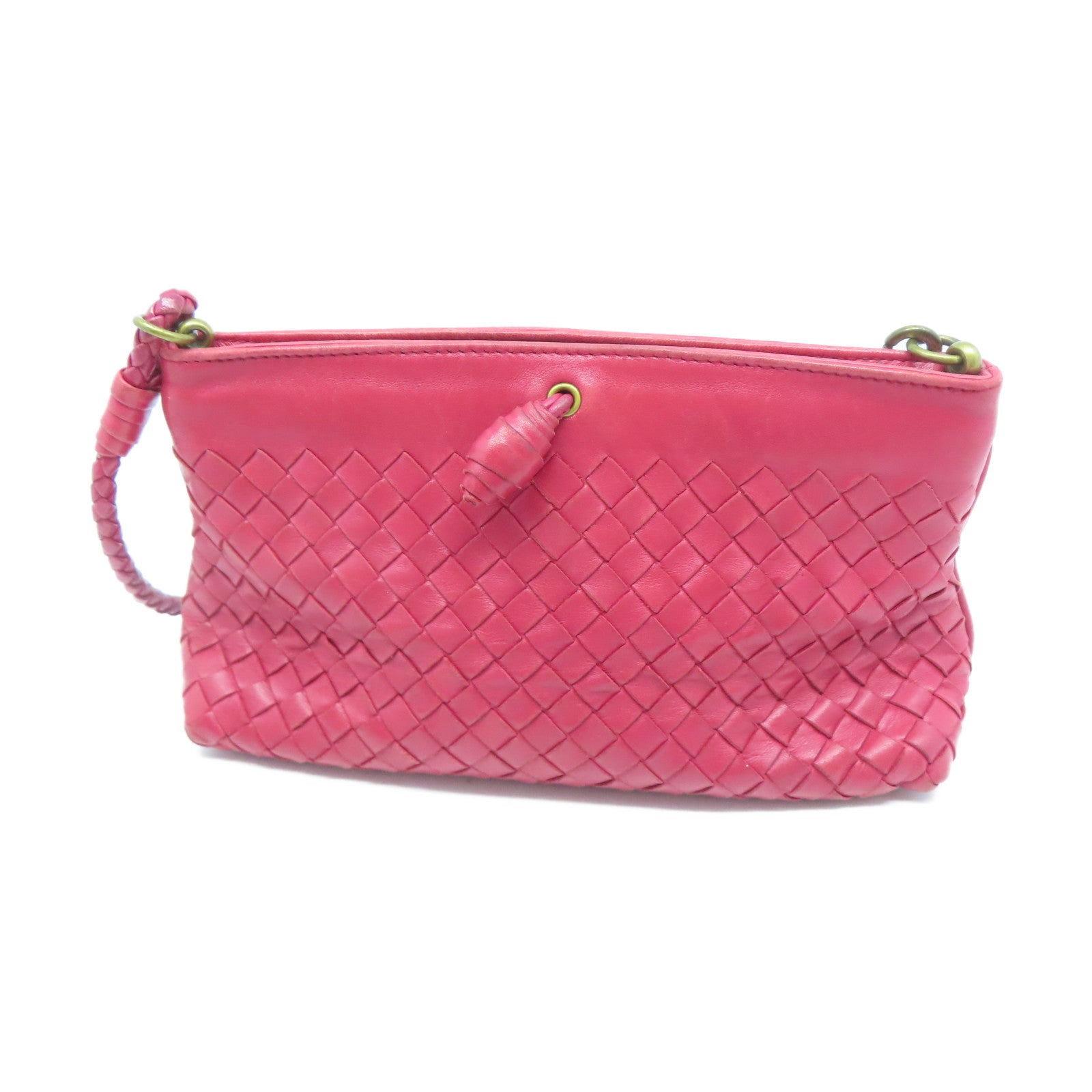 BOTTEGA VENETA 羊皮皮革Shoulder Bag金扣肩背袋紅色