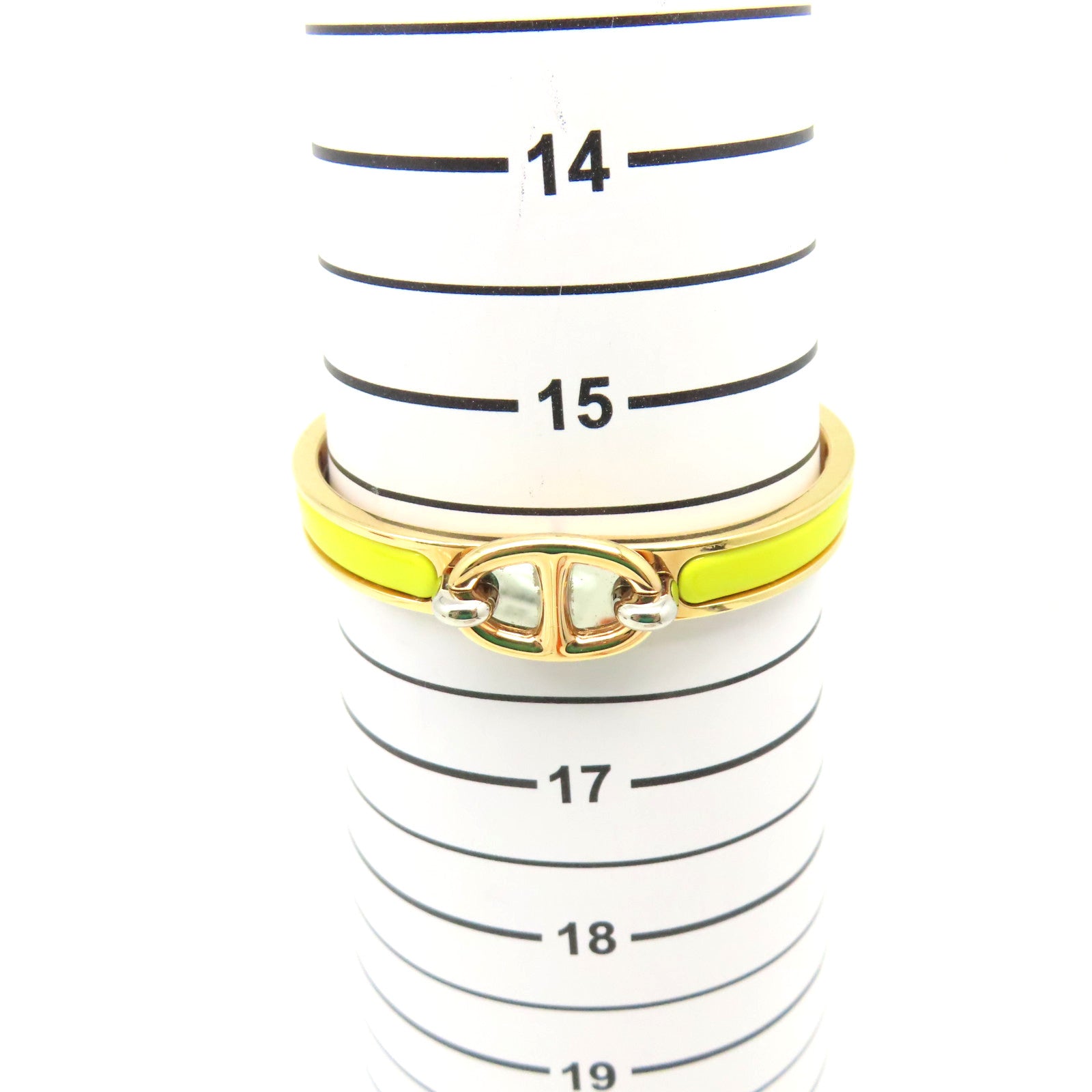 HERMES 金屬/琺瑯Mini Clic Chaine d'Ancre Bracelet金扣手鐲檸檬黃色/金色