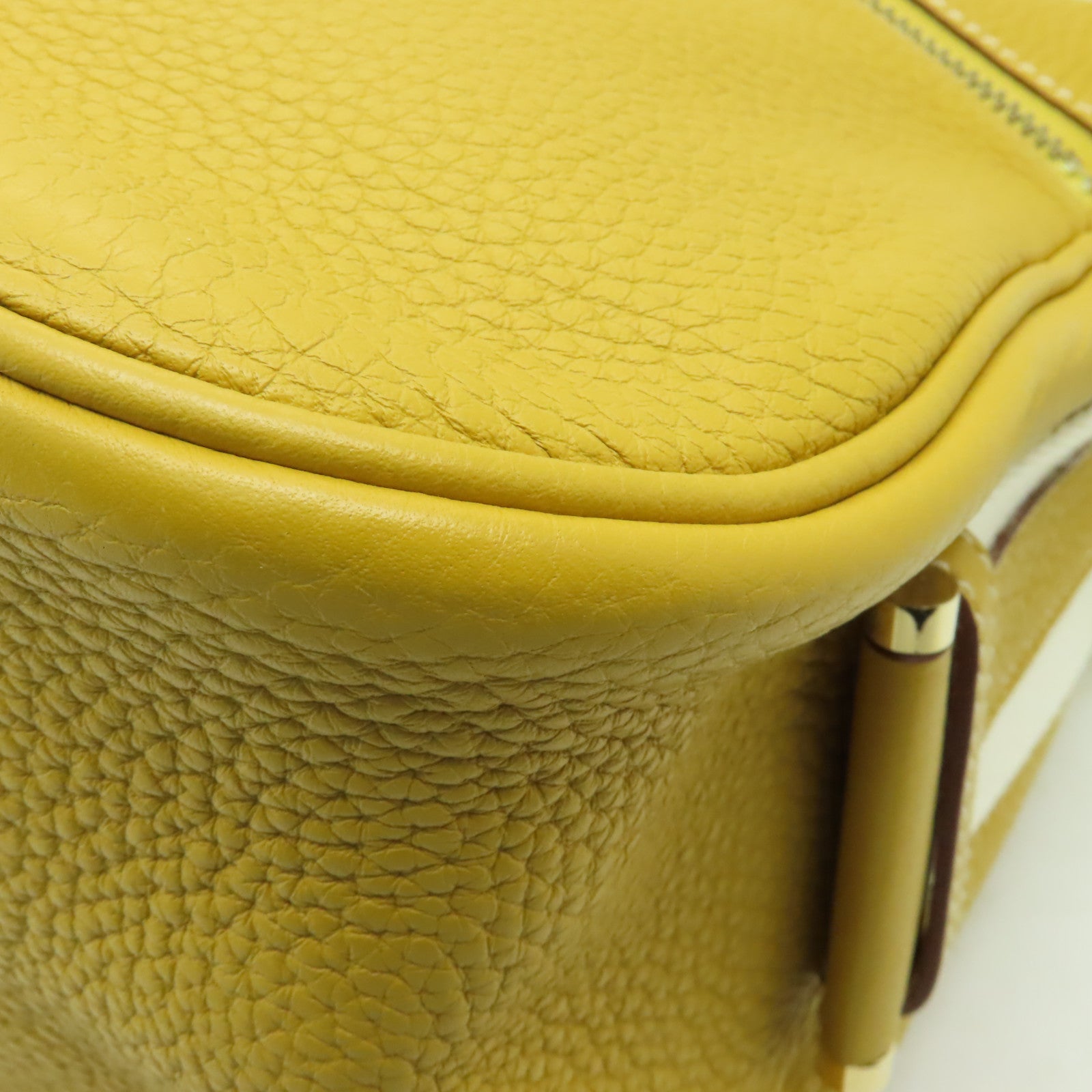 HERMES Clemence皮革Bourlingue金扣肩背袋黃色