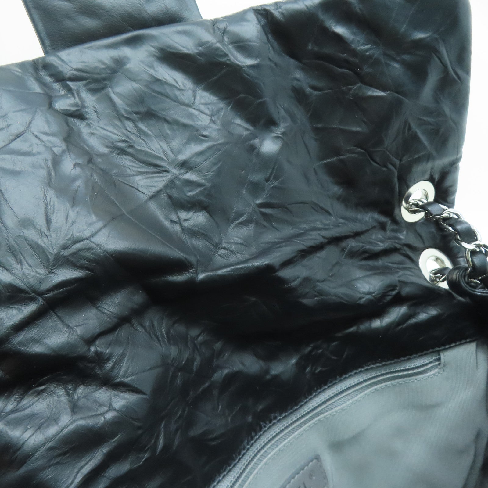 CHANEL 菱格牛皮皮革Chain Shoulder Bag銀扣肩背袋黑色