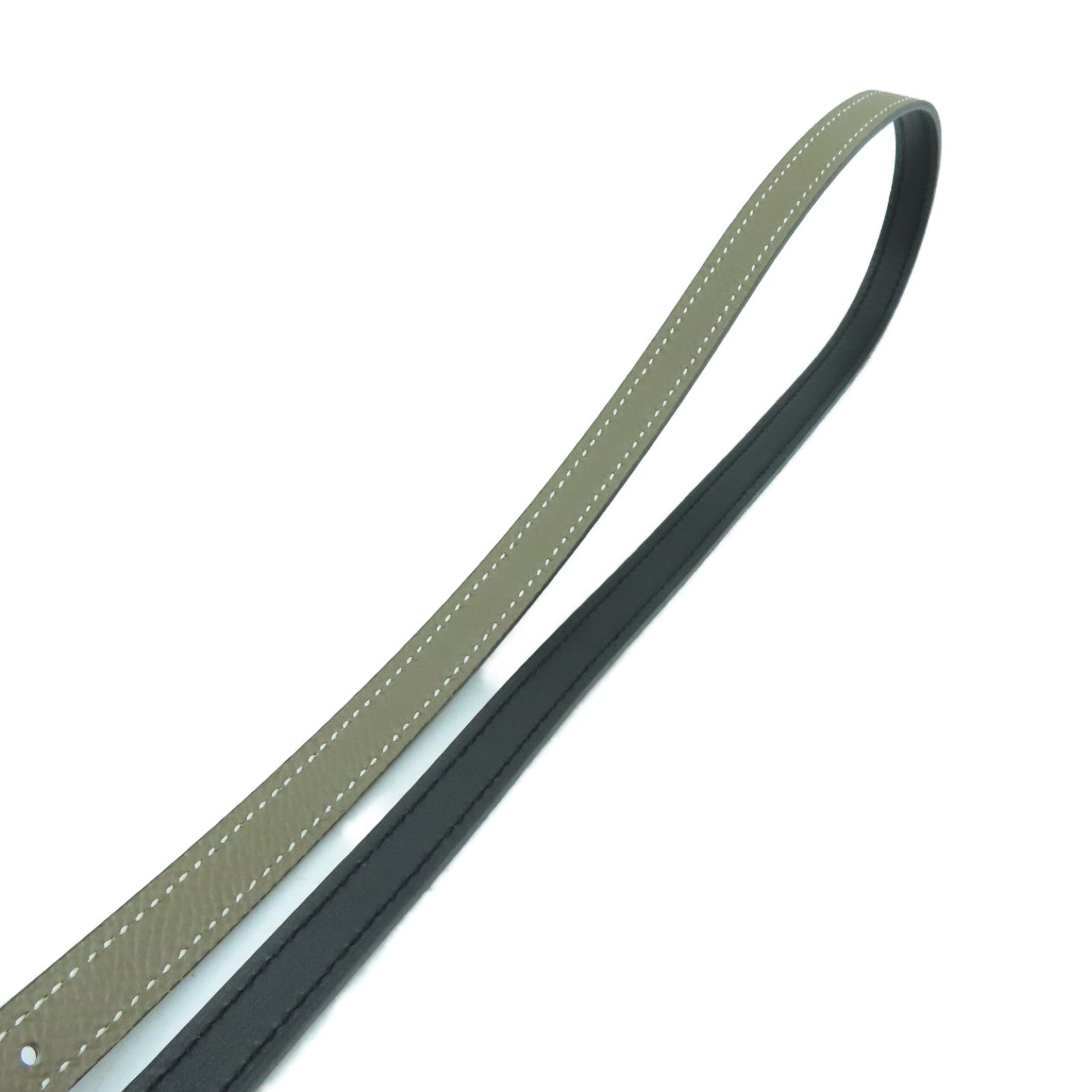 HERMES Epsom皮革Belt 75cm銀扣皮帶Etoupe灰色