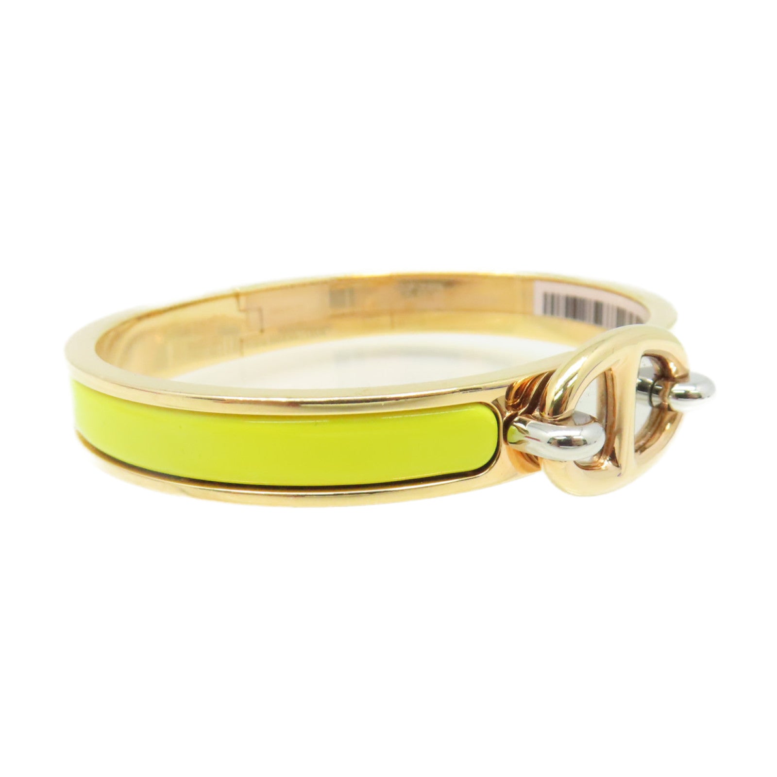 HERMES 金屬/琺瑯Mini Clic Chaine d'Ancre Bracelet金扣手鐲檸檬黃色/金色