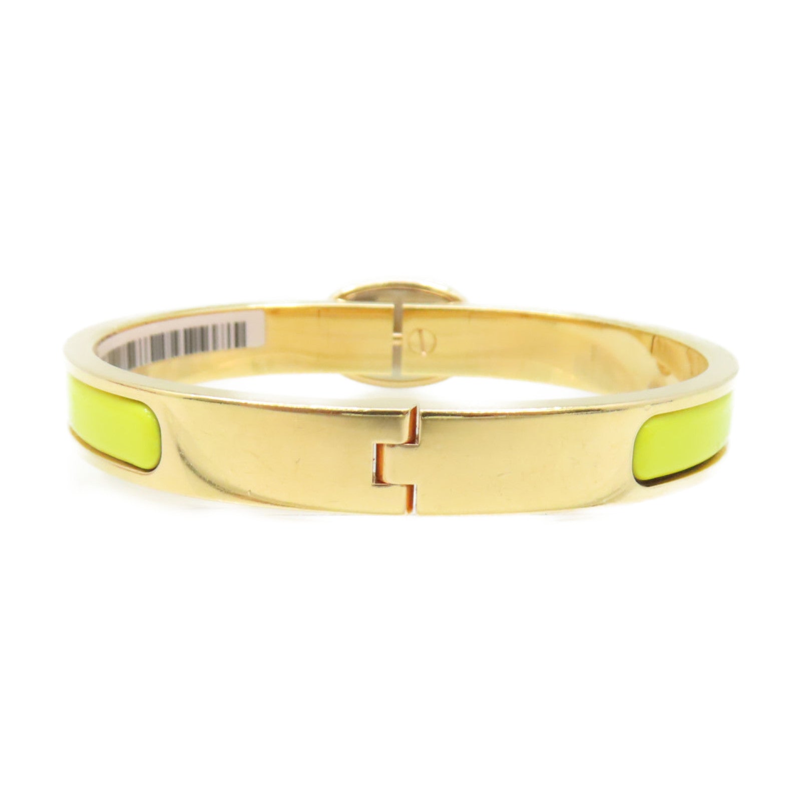 HERMES 金屬/琺瑯Mini Clic Chaine d'Ancre Bracelet金扣手鐲檸檬黃色/金色