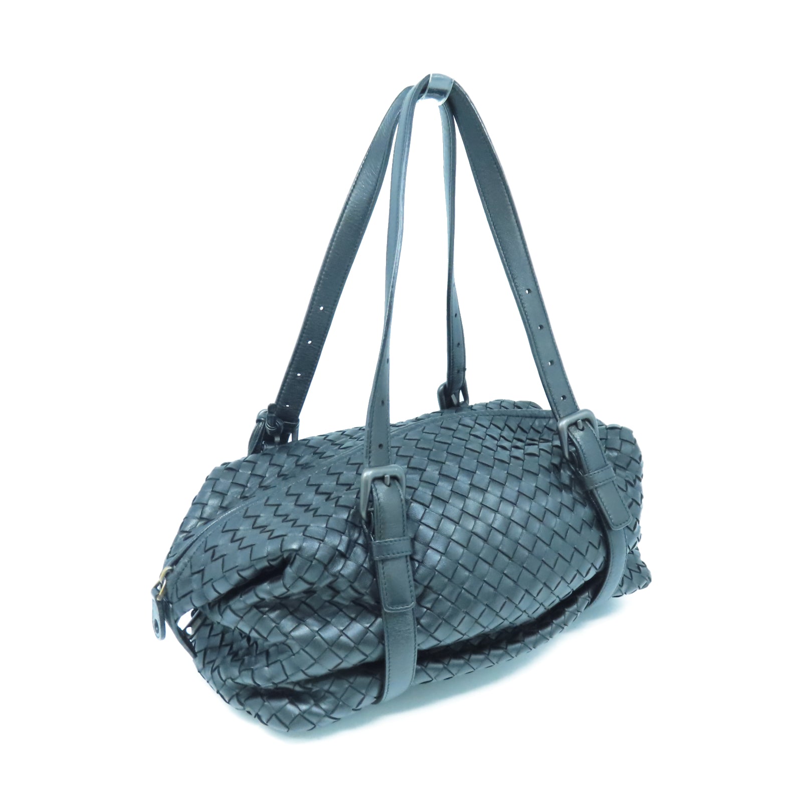 BOTTEGA VENETA 羊皮皮革Shoulder Bag銀扣肩背袋黑色