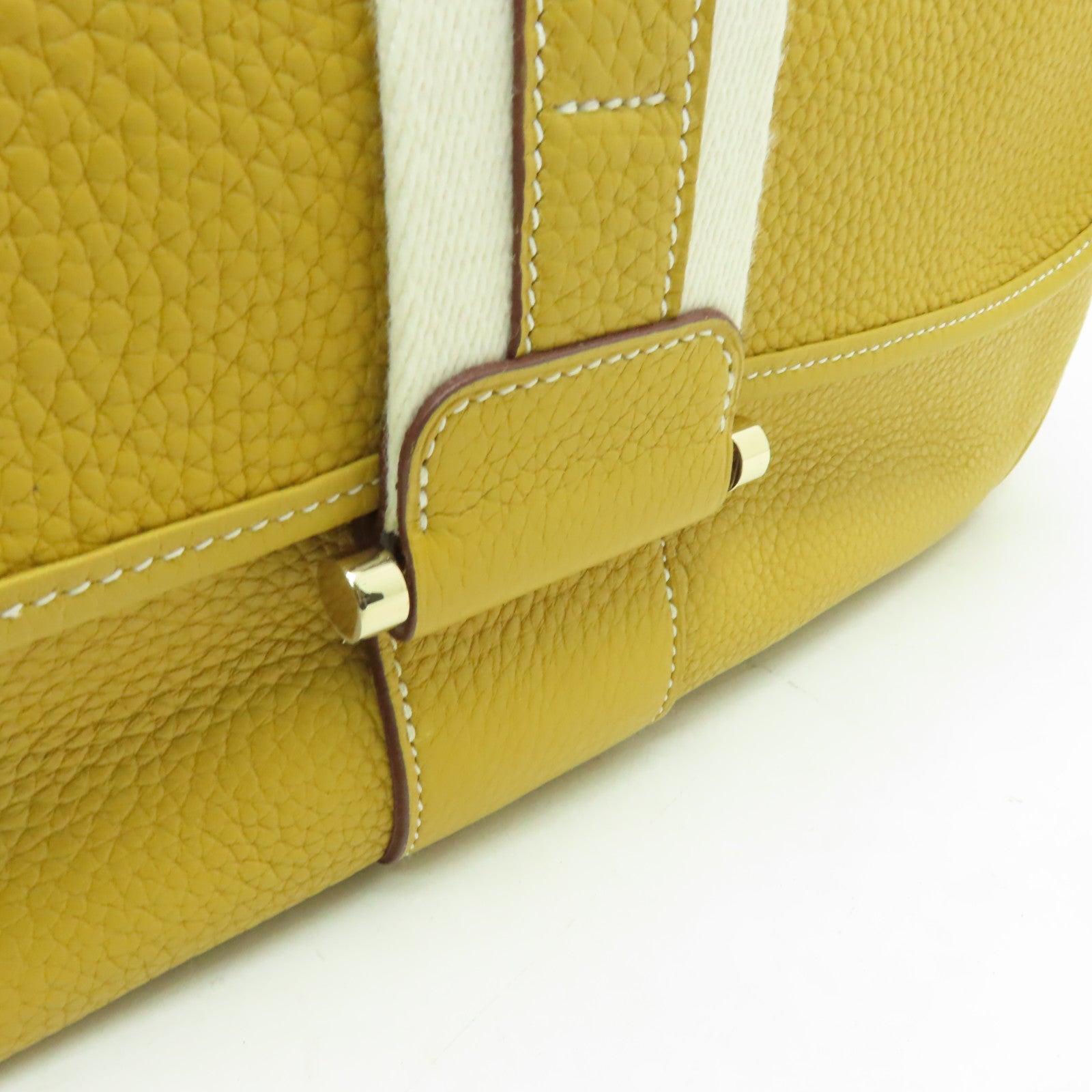 HERMES Clemence皮革Bourlingue金扣肩背袋黃色