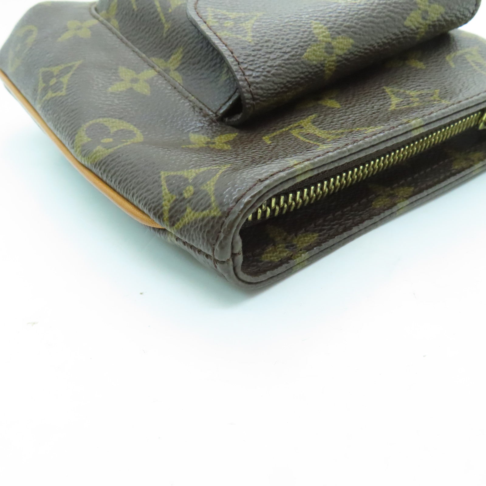 LOUIS VUITTON Monogram Partition Pouch金扣手提包棕色