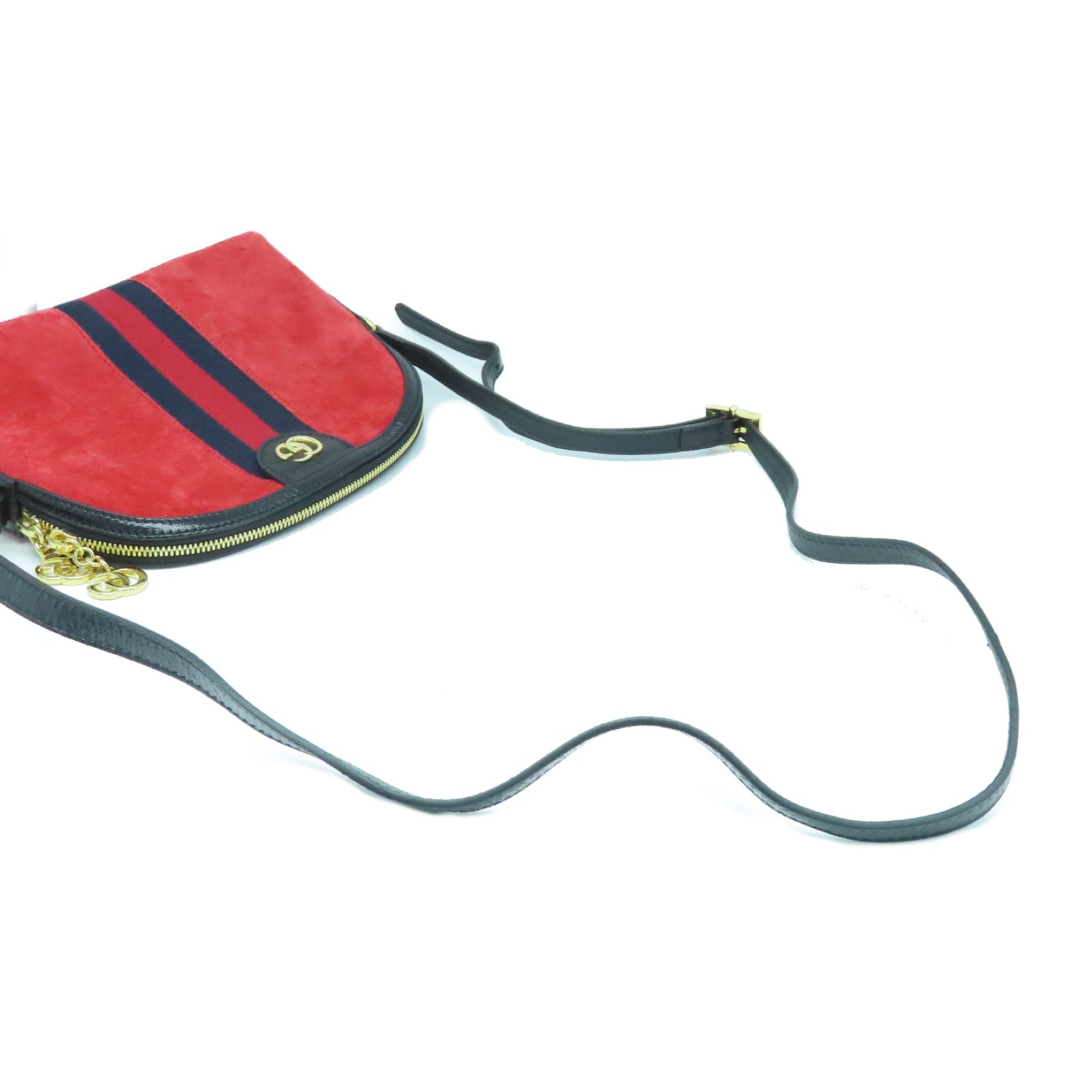 GUCCI [Sharp Discount] Suede Leather Ophidia Gold Buckle Shoulder Bag Red