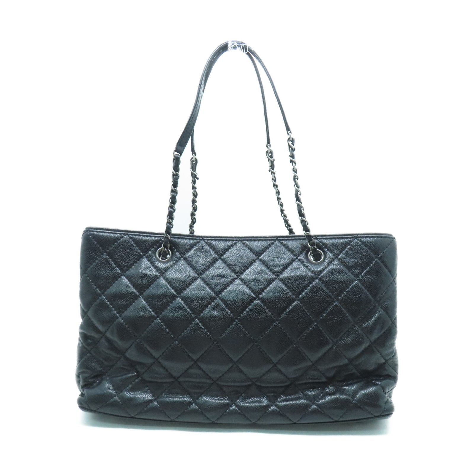 CHANEL 【激減優惠】菱格Caviar皮革Tote Bag銀扣手挽袋黑色