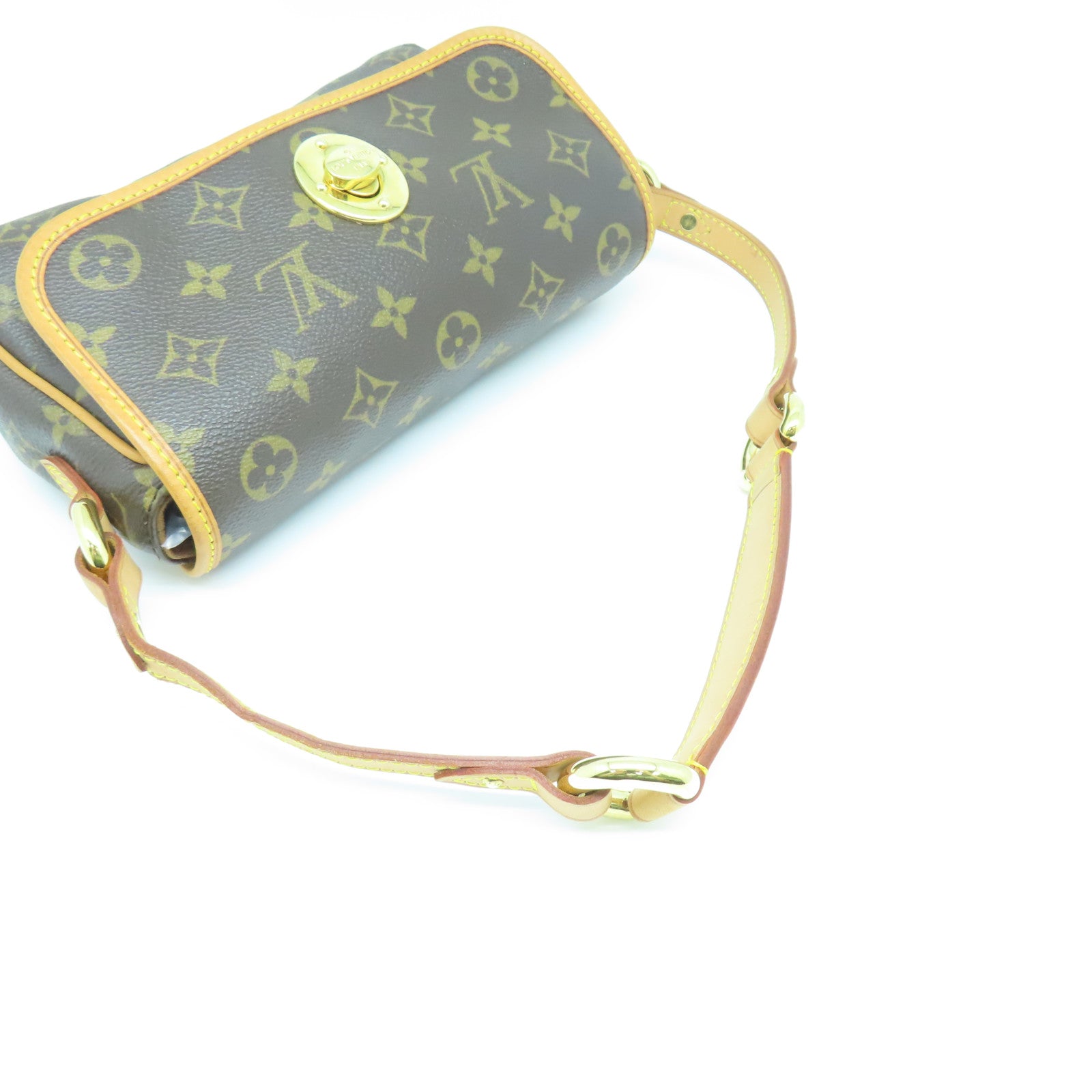 LOUIS VUITTON Monogram Tikal PM Gold Buckle Shoulder Bag Brown