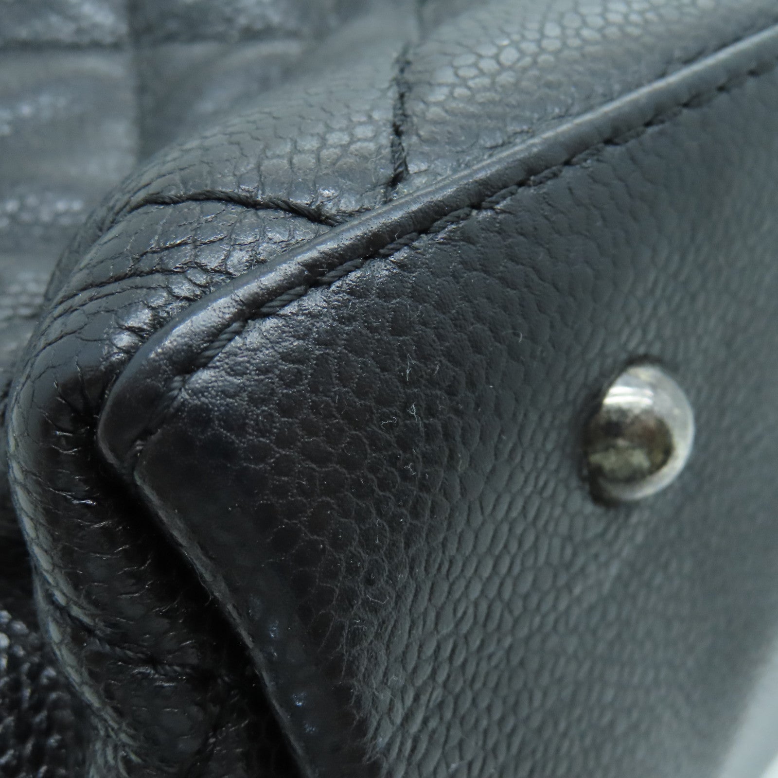 CHANEL 【激減優惠】菱格Caviar皮革Tote Bag銀扣手挽袋黑色